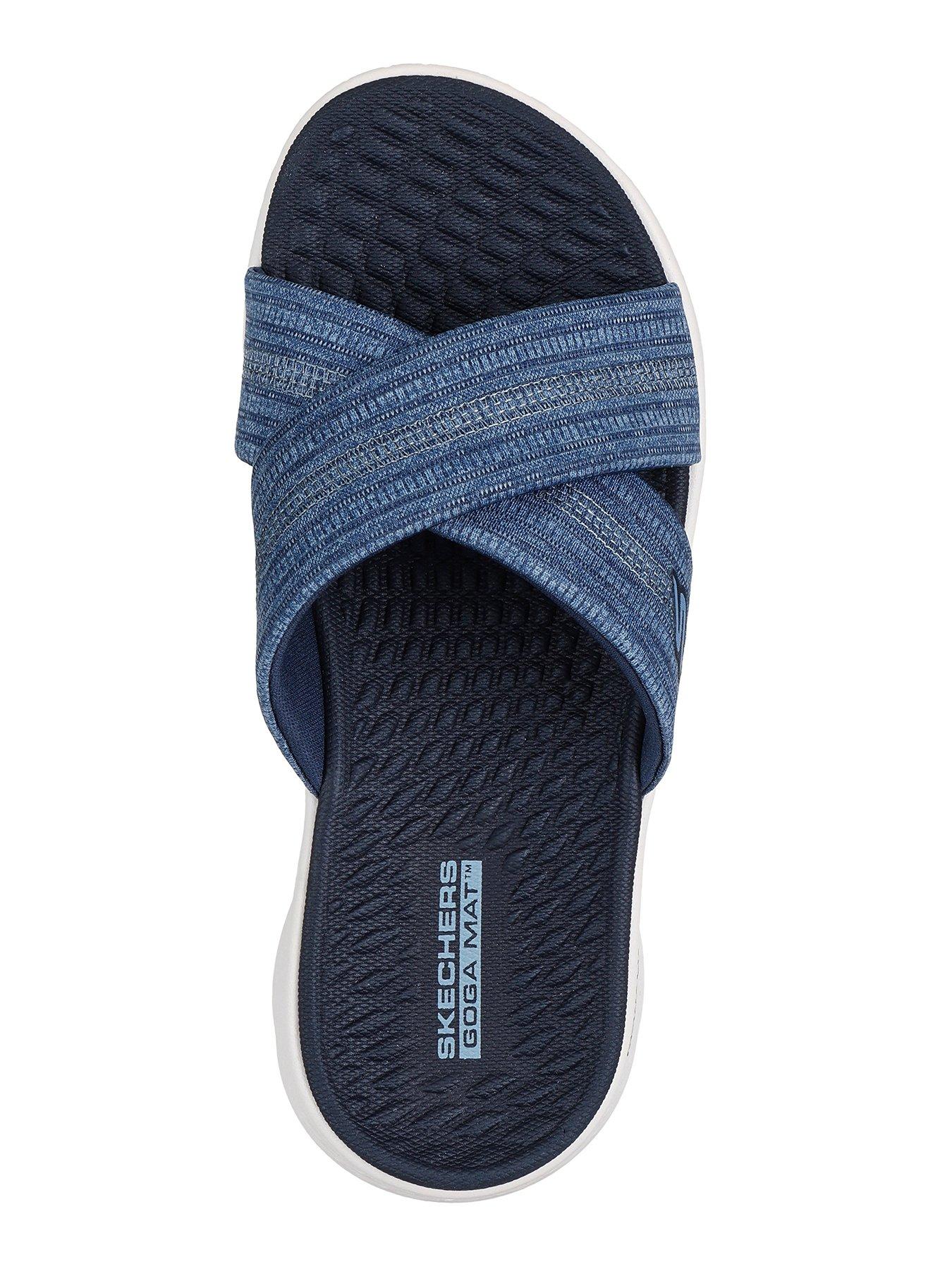 skechers-go-walk-flex-crossband-slide-navyoutfit