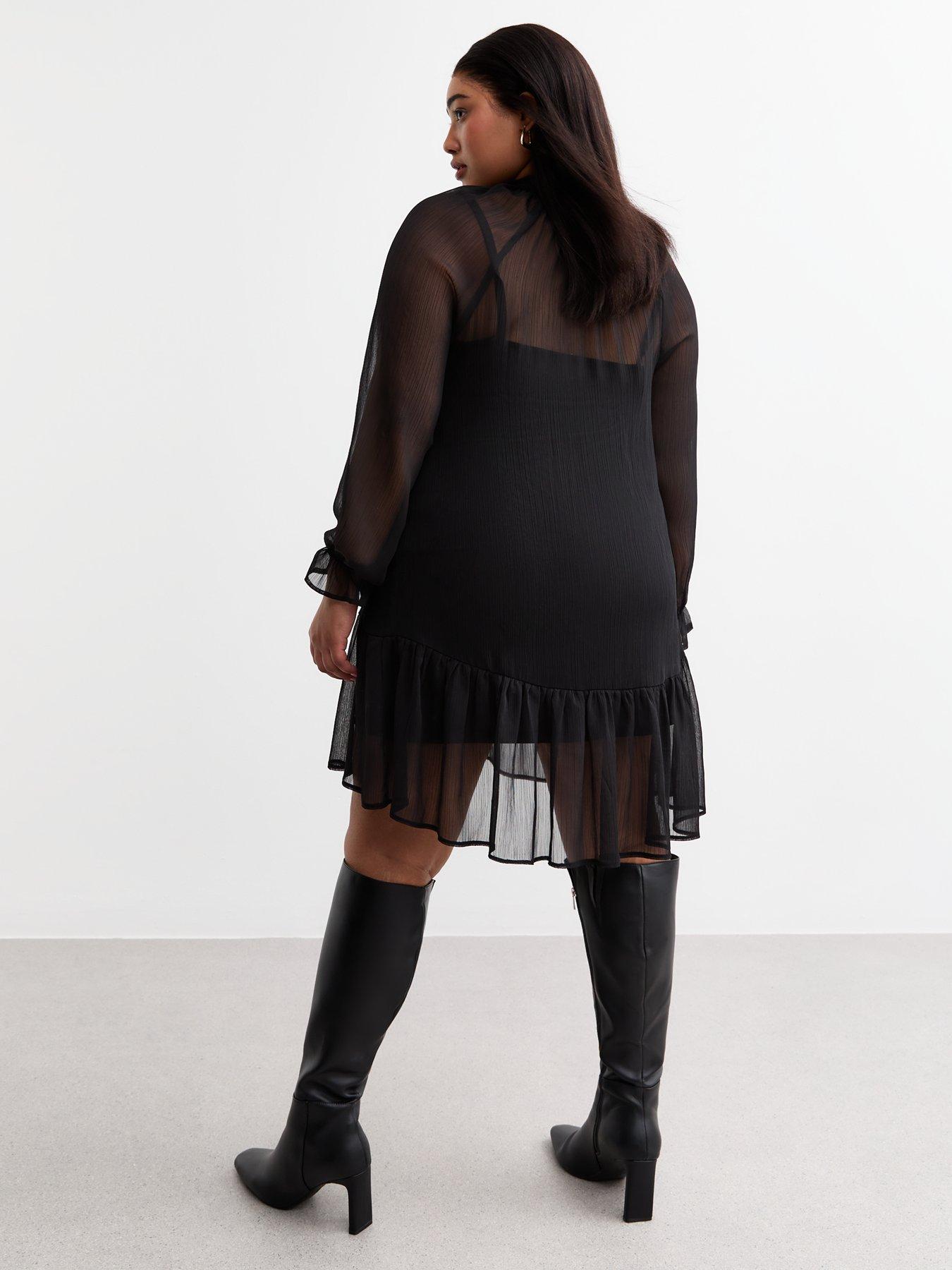 new-look-curves-pussybow-chiffon-mini-dress-blackstillFront