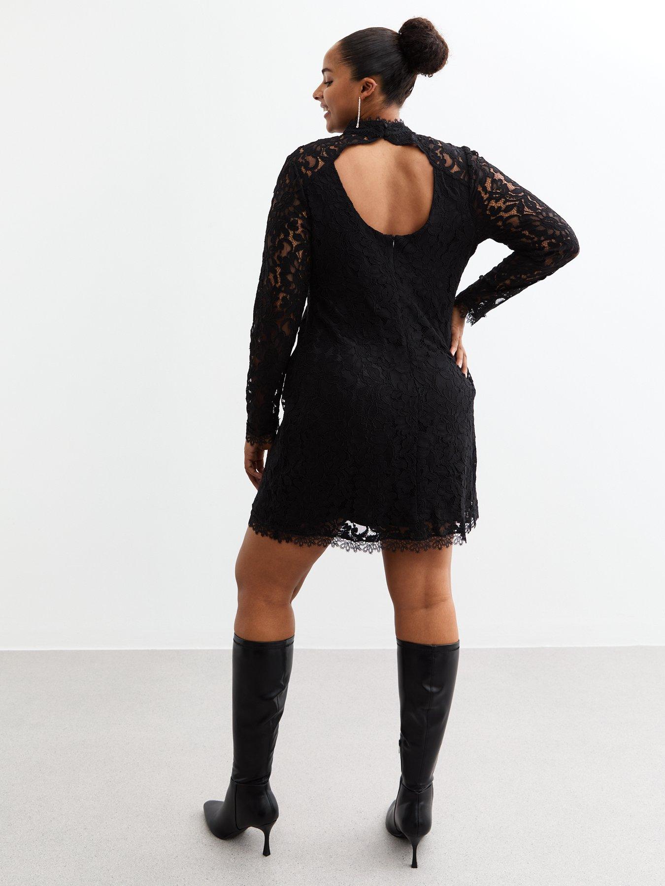 new-look-black-lace-high-neck-mini-dressstillFront