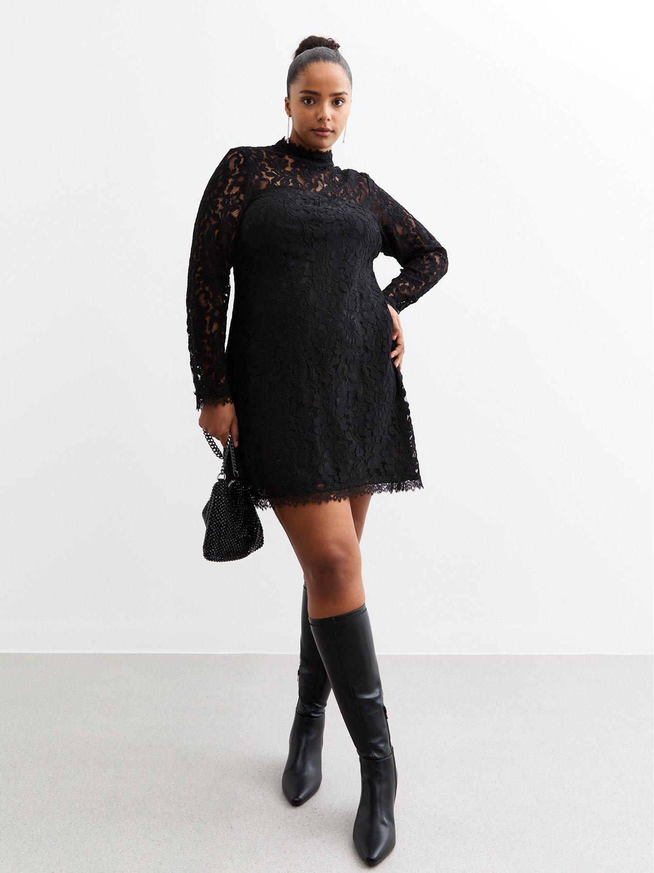 new-look-black-lace-high-neck-mini-dressback