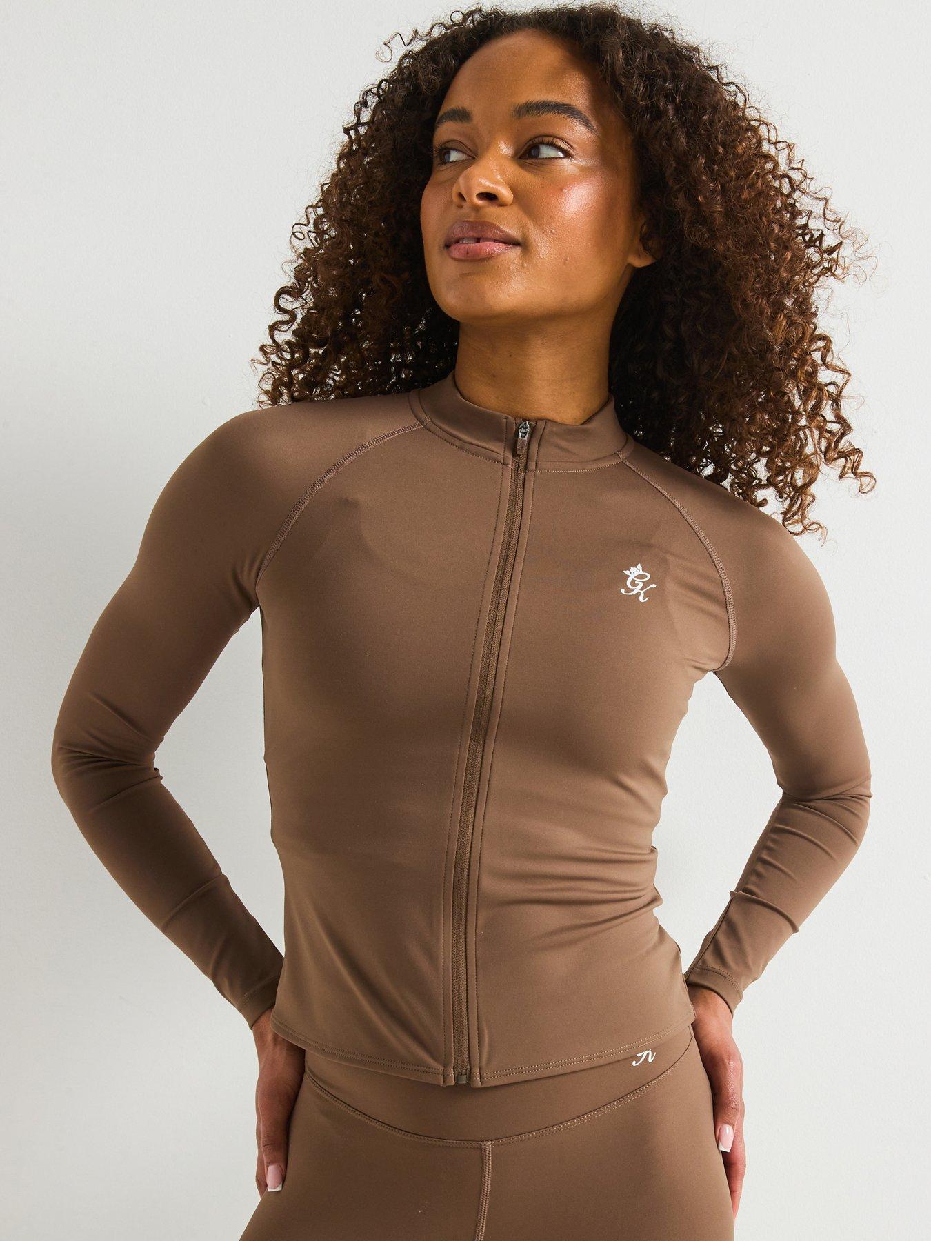 Gym King Women's 365 Long Sleeve Full Zip Funnel - Brown