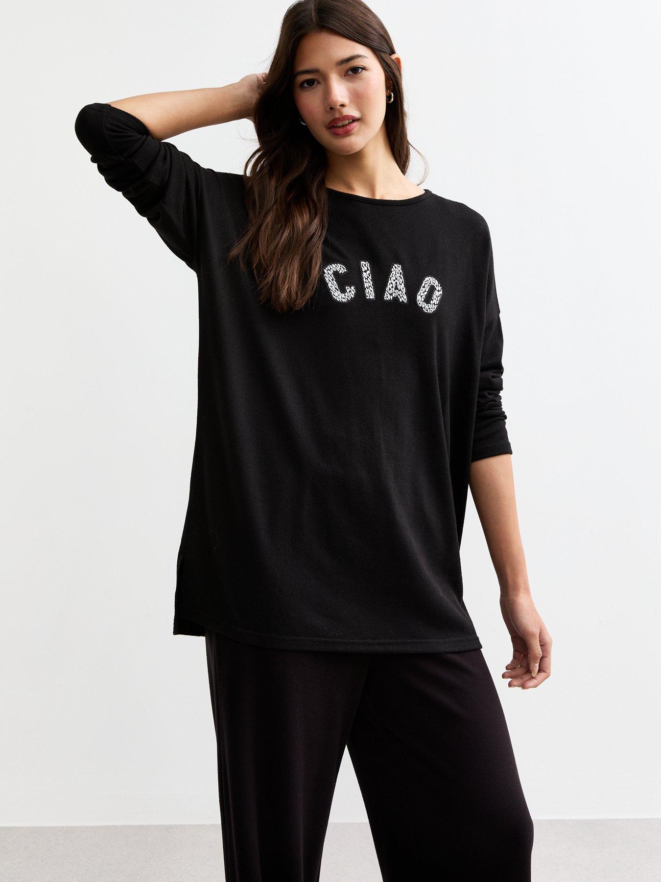 new-look-soft-touch-ciao-slogan-top-black