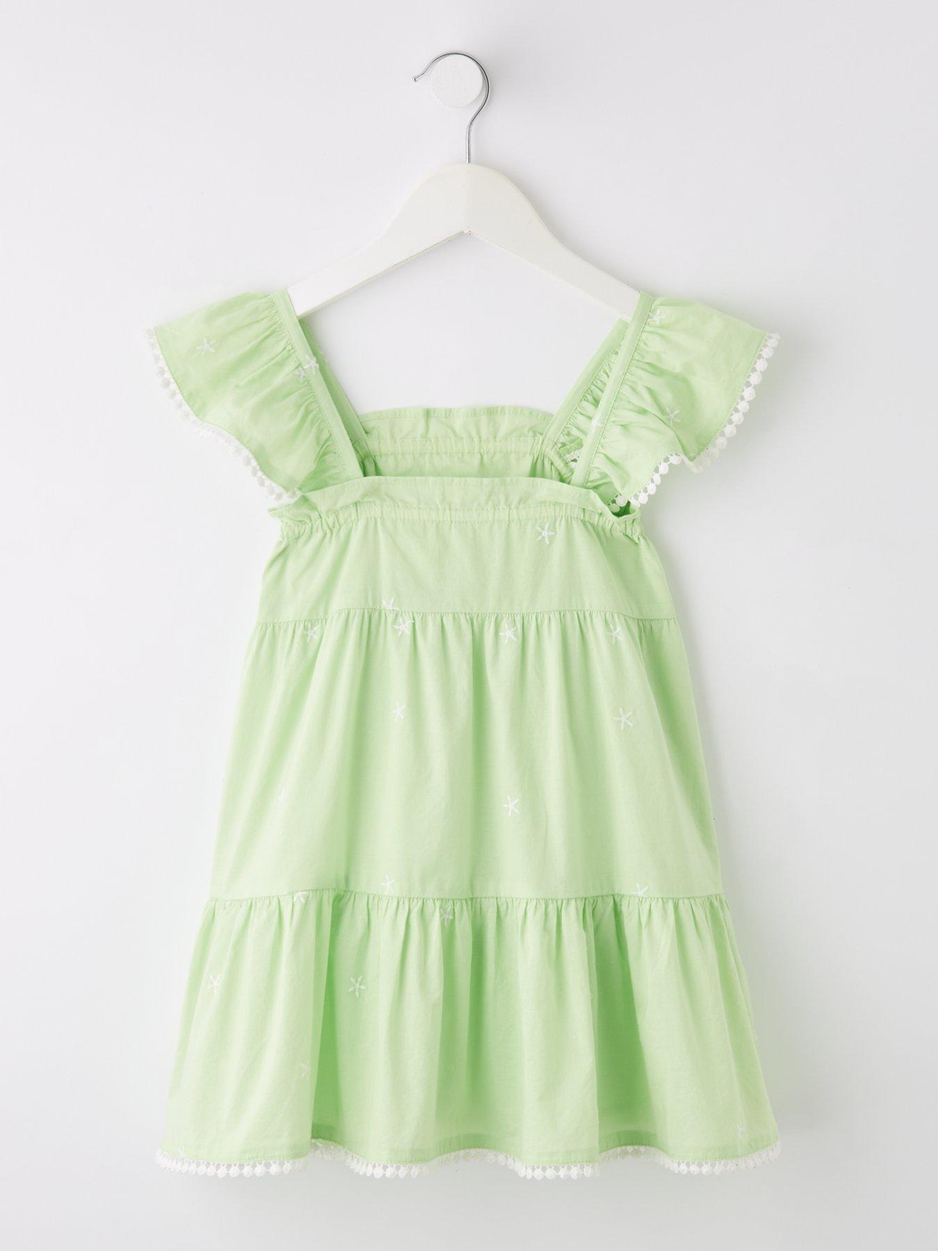 Image 2 of 5 of V by Very Girls Tiered Embroidered Dress - Green