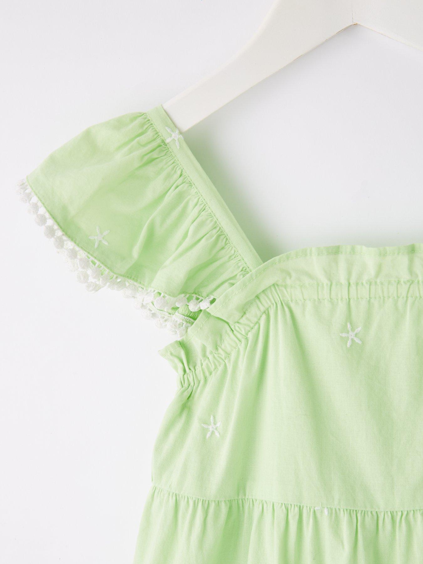Image 3 of 5 of V by Very Girls Tiered Embroidered Dress - Green