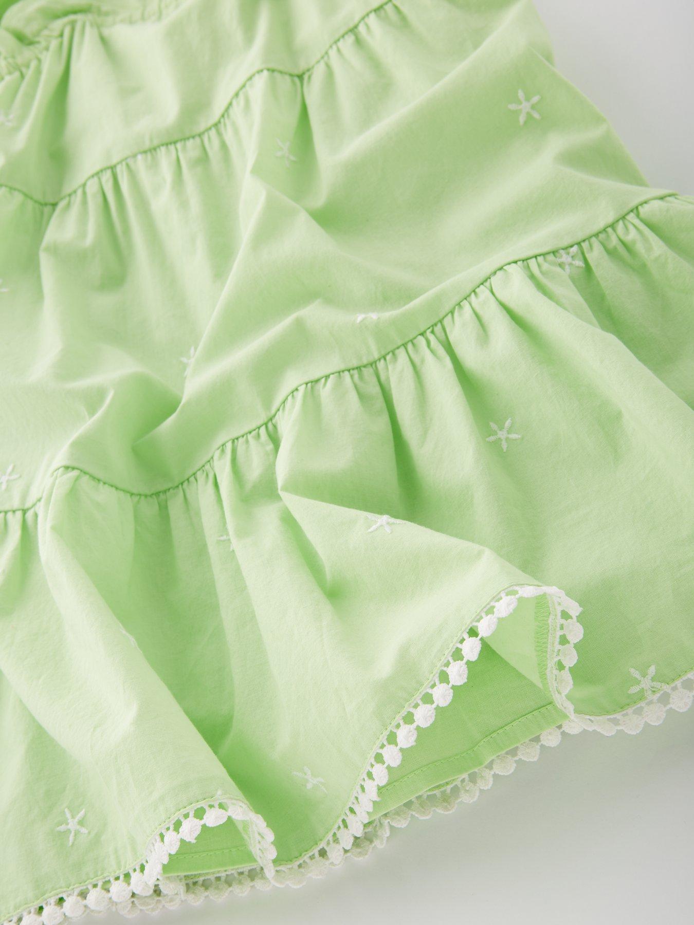 Image 4 of 5 of V by Very Girls Tiered Embroidered Dress - Green