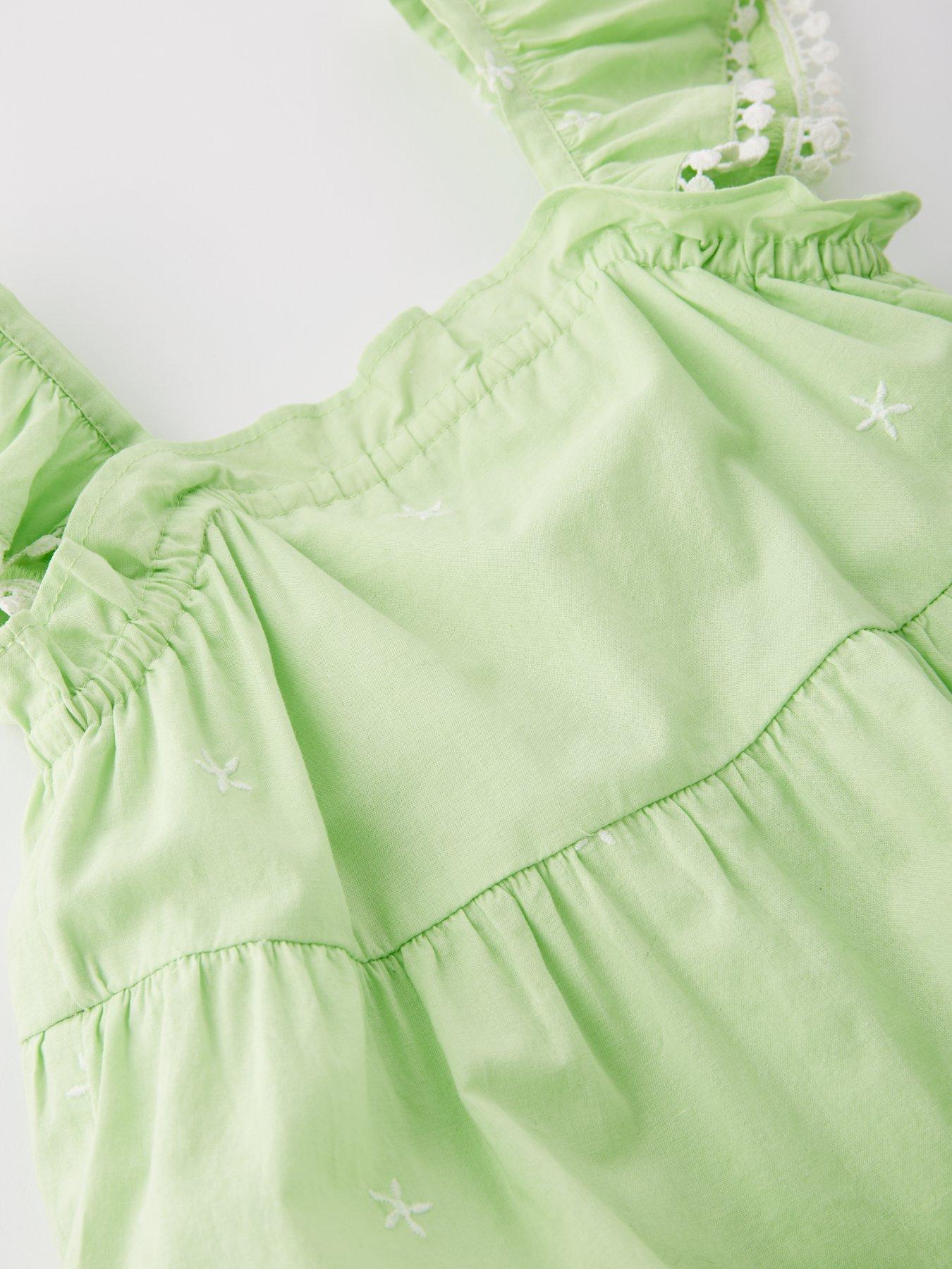 Image 5 of 5 of V by Very Girls Tiered Embroidered Dress - Green