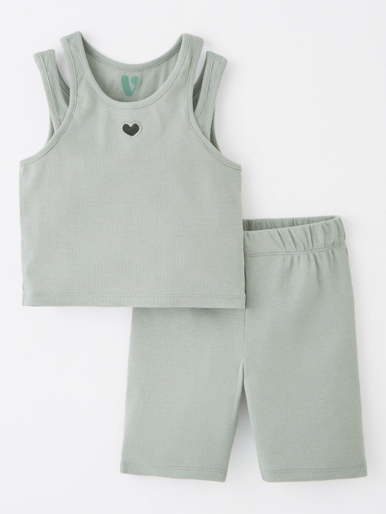 Image 1 of 4 of V by Very Girls Rib Top And Cycling Short - Multi