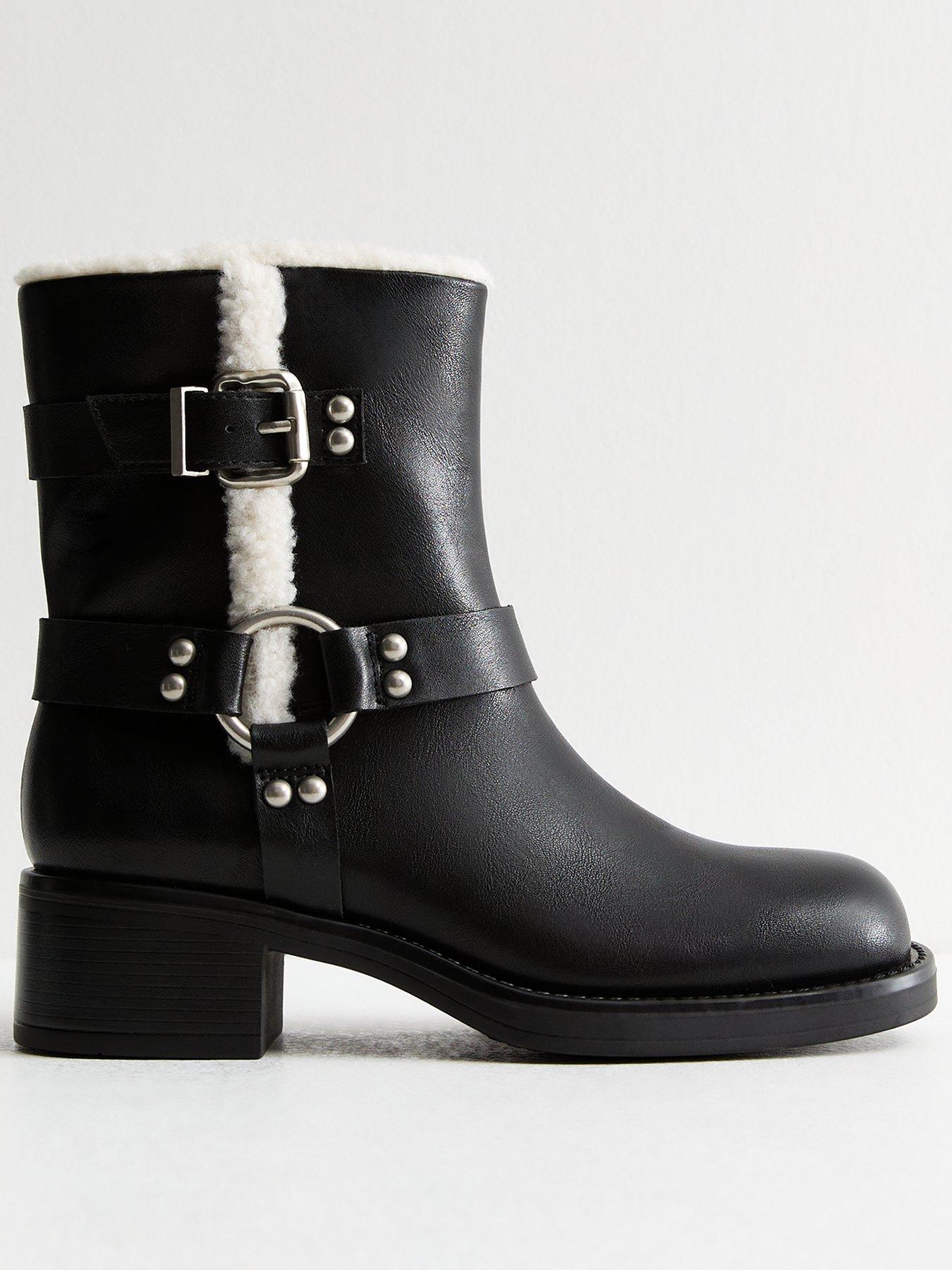 new-look-faux-fur-trim-leather-biker-boots-black