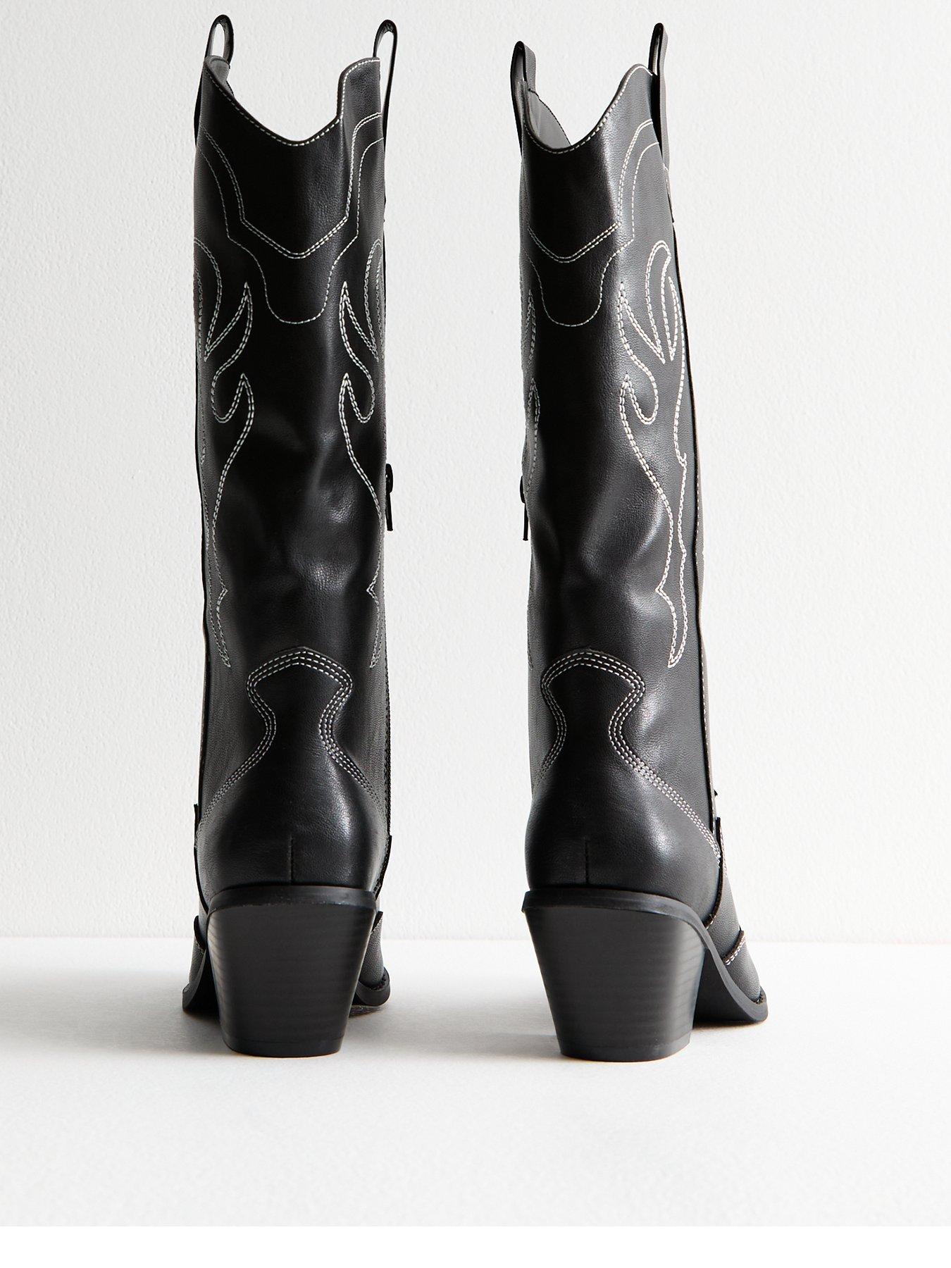 new-look-black-faux-leather-stitch-detail-cowboy-bootsback