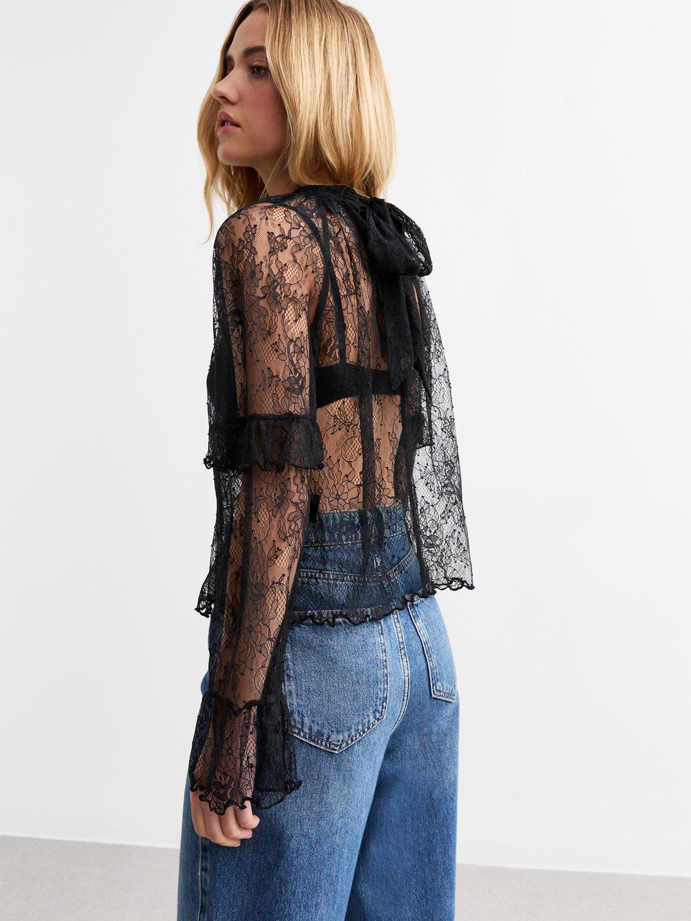 new-look-black-ruffle-trimmed-high-neck-lace-topstillFront