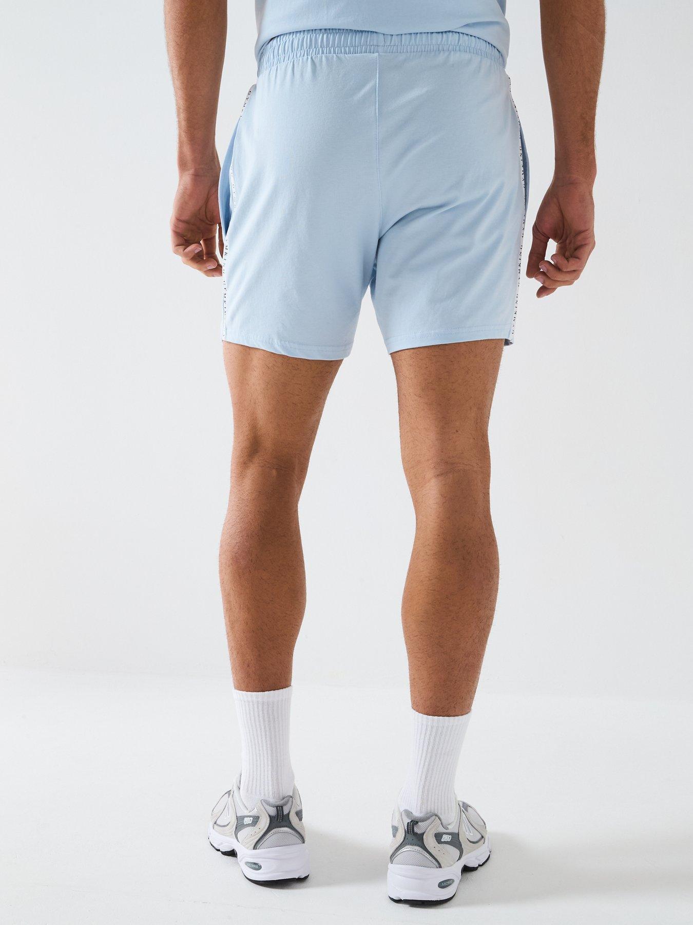 gym-king-mens-tape-shorts-bluestillFront