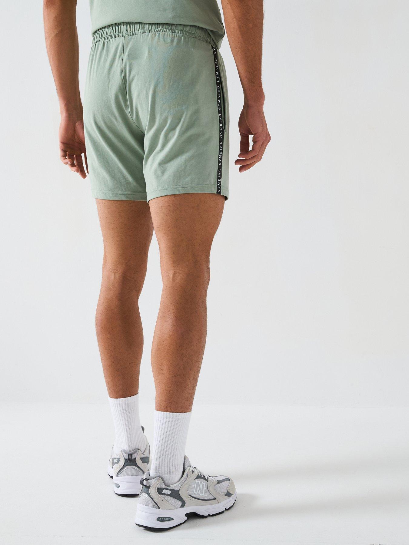 gym-king-mens-tape-shorts-greenstillFront