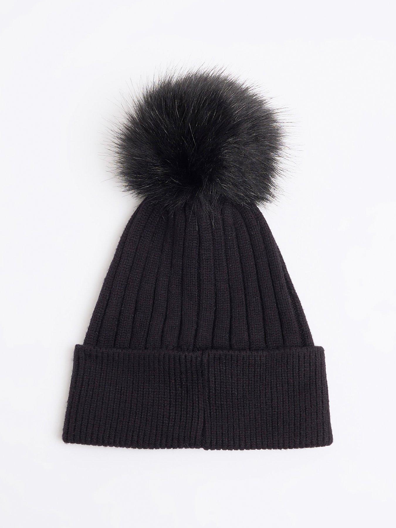 river-island-ribbed-knit-pom-pom-beanie-blackback