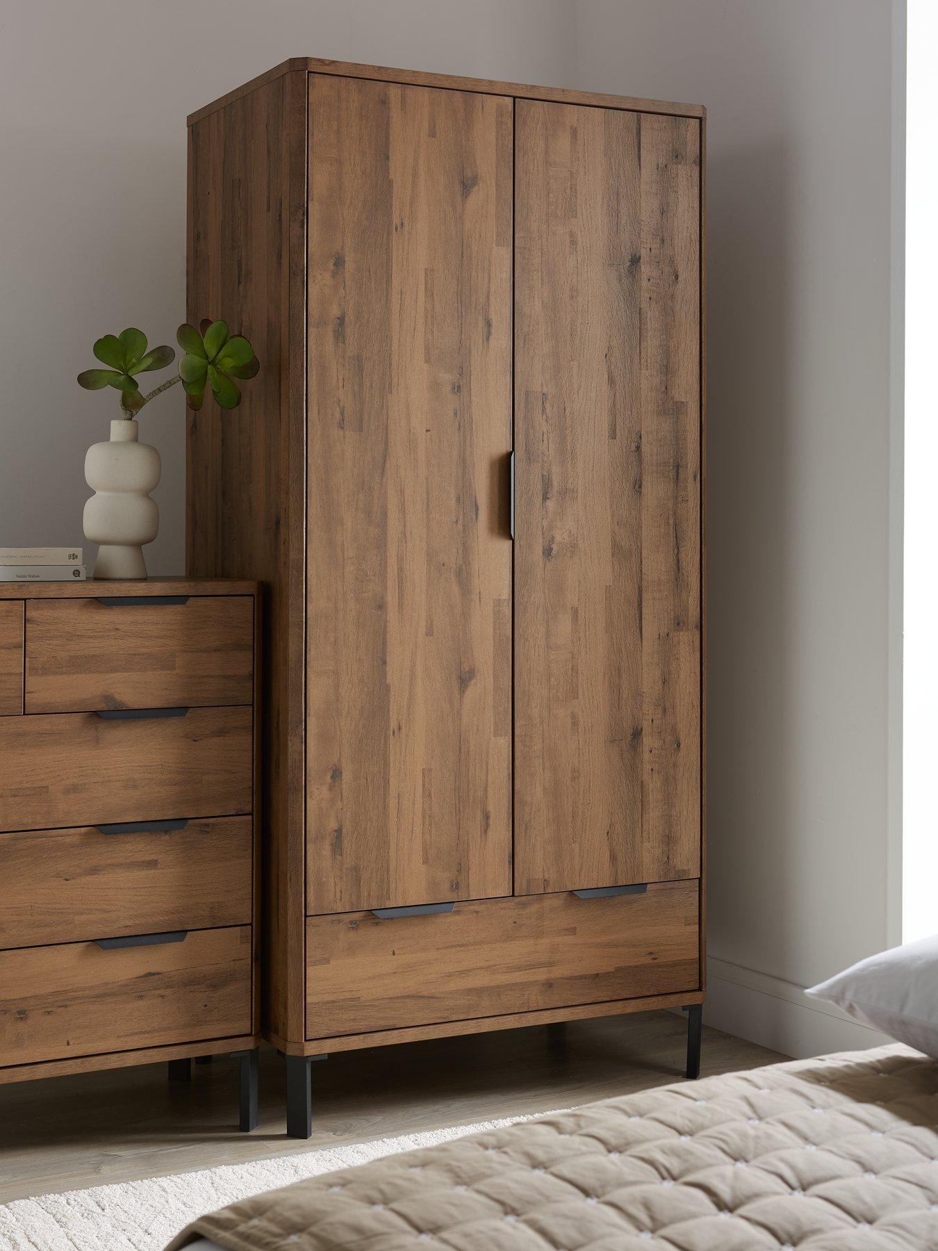 Very Home Harlem 2 Door, 1 Drawer Wardrobe - Mid Oak Effect - FSC® Certified