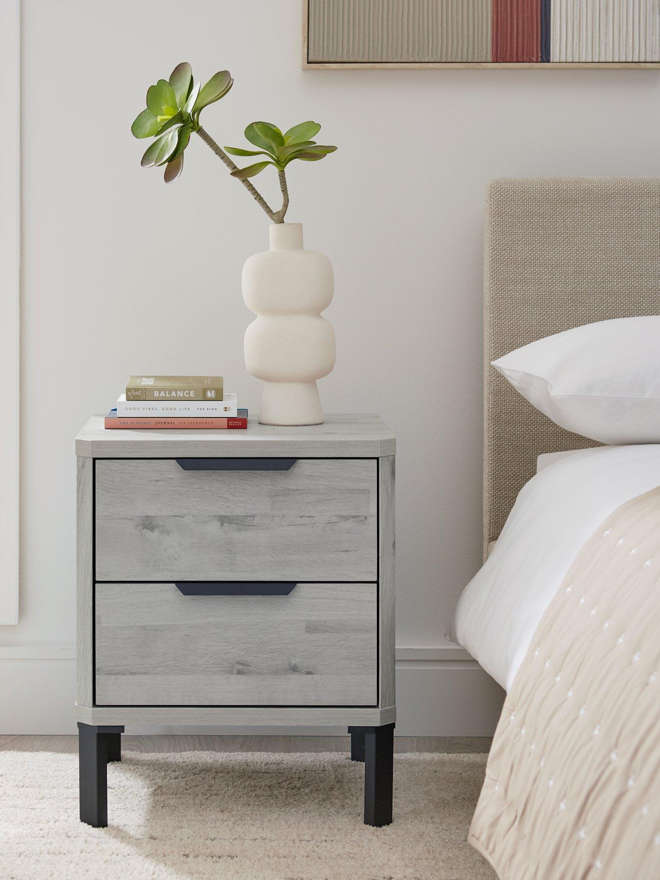 Very Home Harlem 2 Drawer Bedside Chest - Grey Oak - FSC® Certified