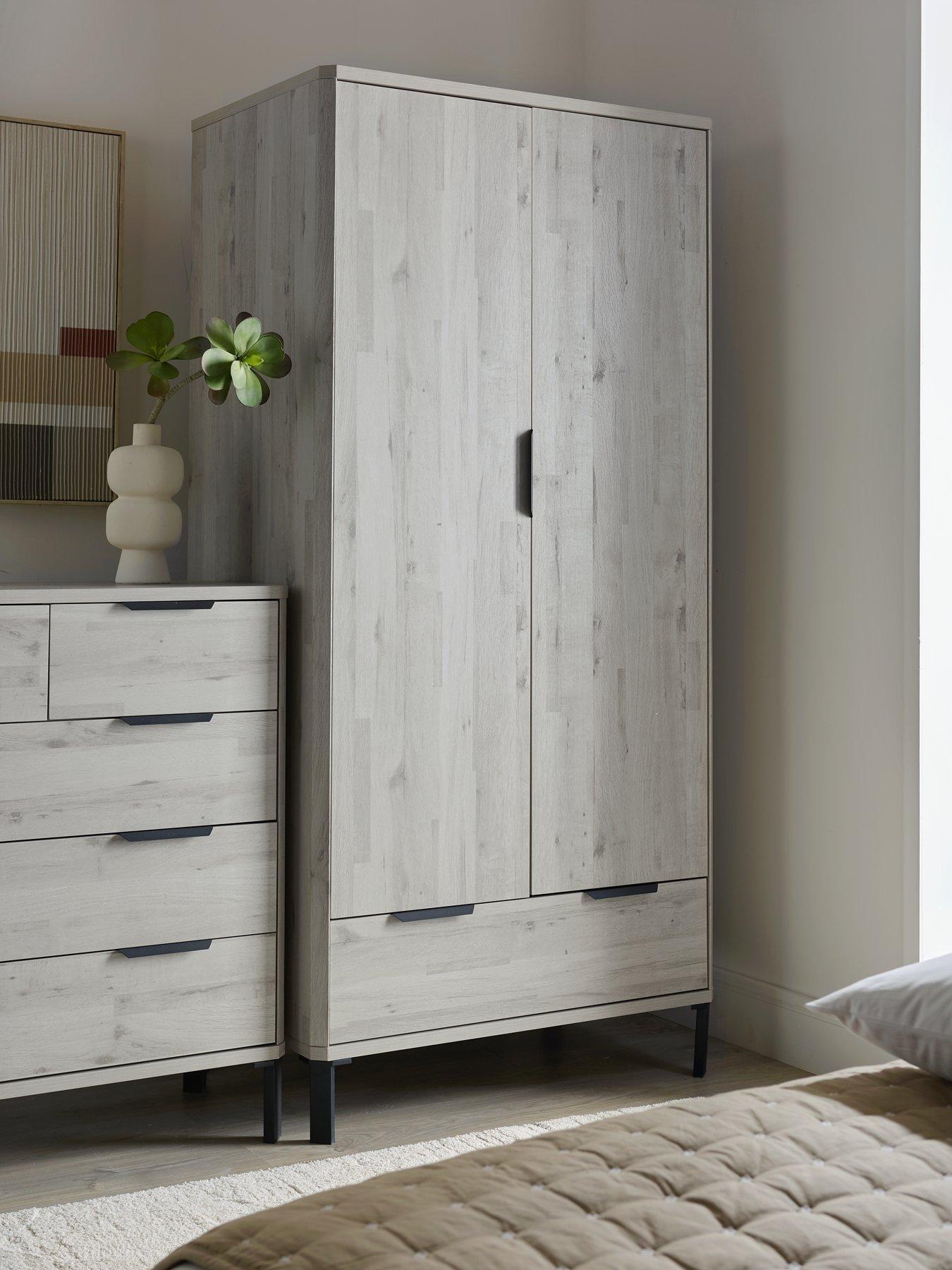 Very Home Harlem 2 Door, 1 Drawer Wardrobe - Grey Oak Effect - FSC® Certified