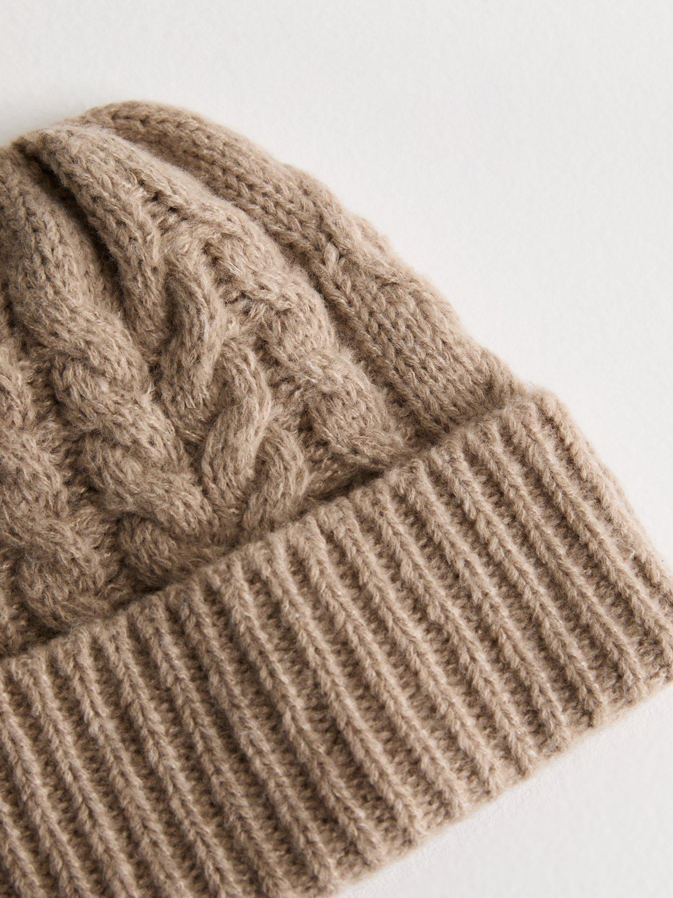 new-look-light-brown-cable-knit-beanie-hatback