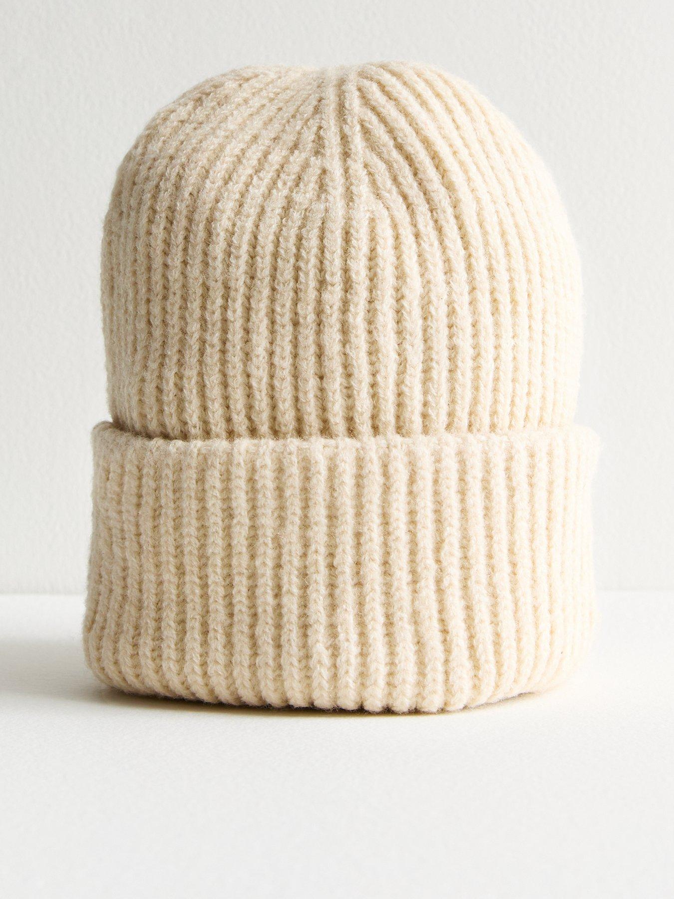 new-look-cream-rib-chunky-knit-beanie-hat