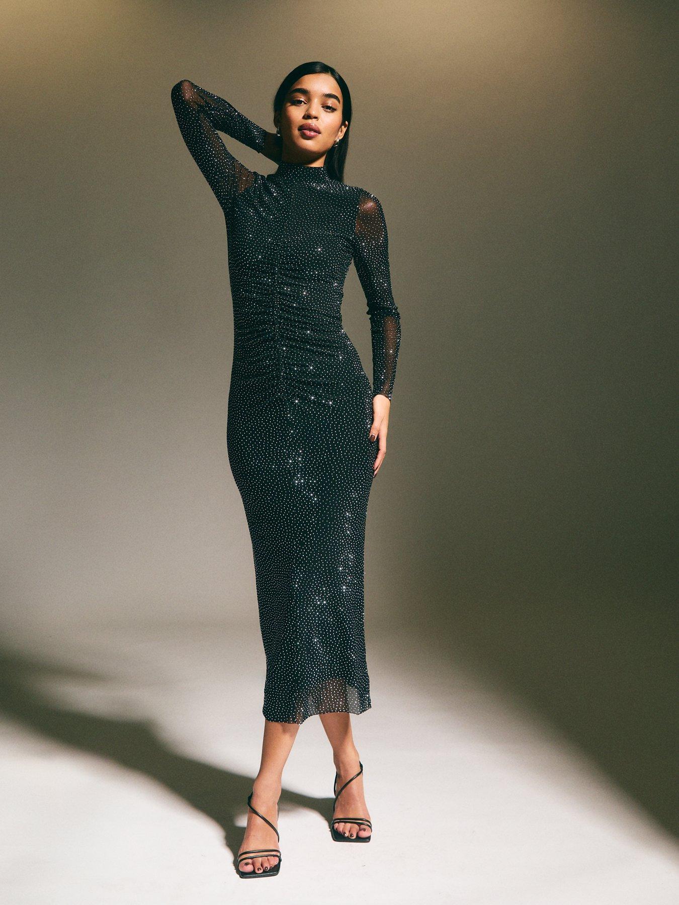 Lace Black Long Sleeve Chiffon Maxi Dress Take Me Dancing Long Sleeve Midi  Dress  VICI
