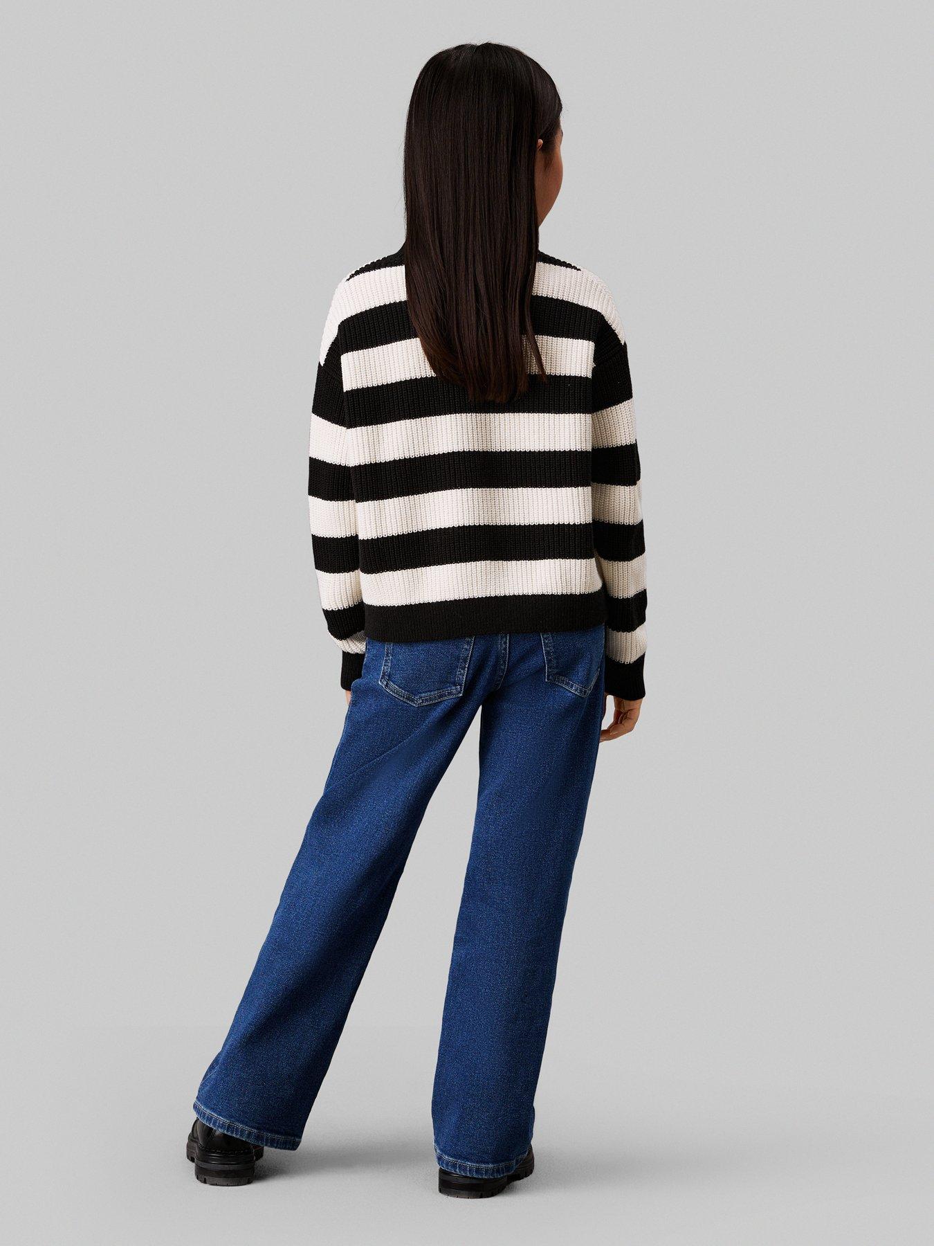 calvin-klein-jeans-girls-ck-stripe-sweater-blackstillFront