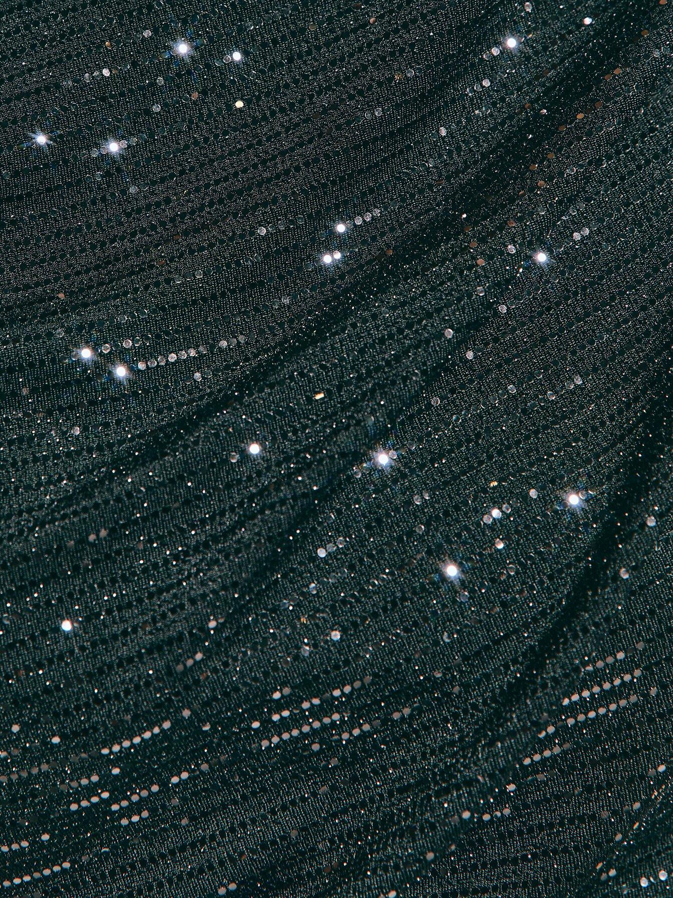 Image 6 of 6 of New Look Black Sequinned Draped Top