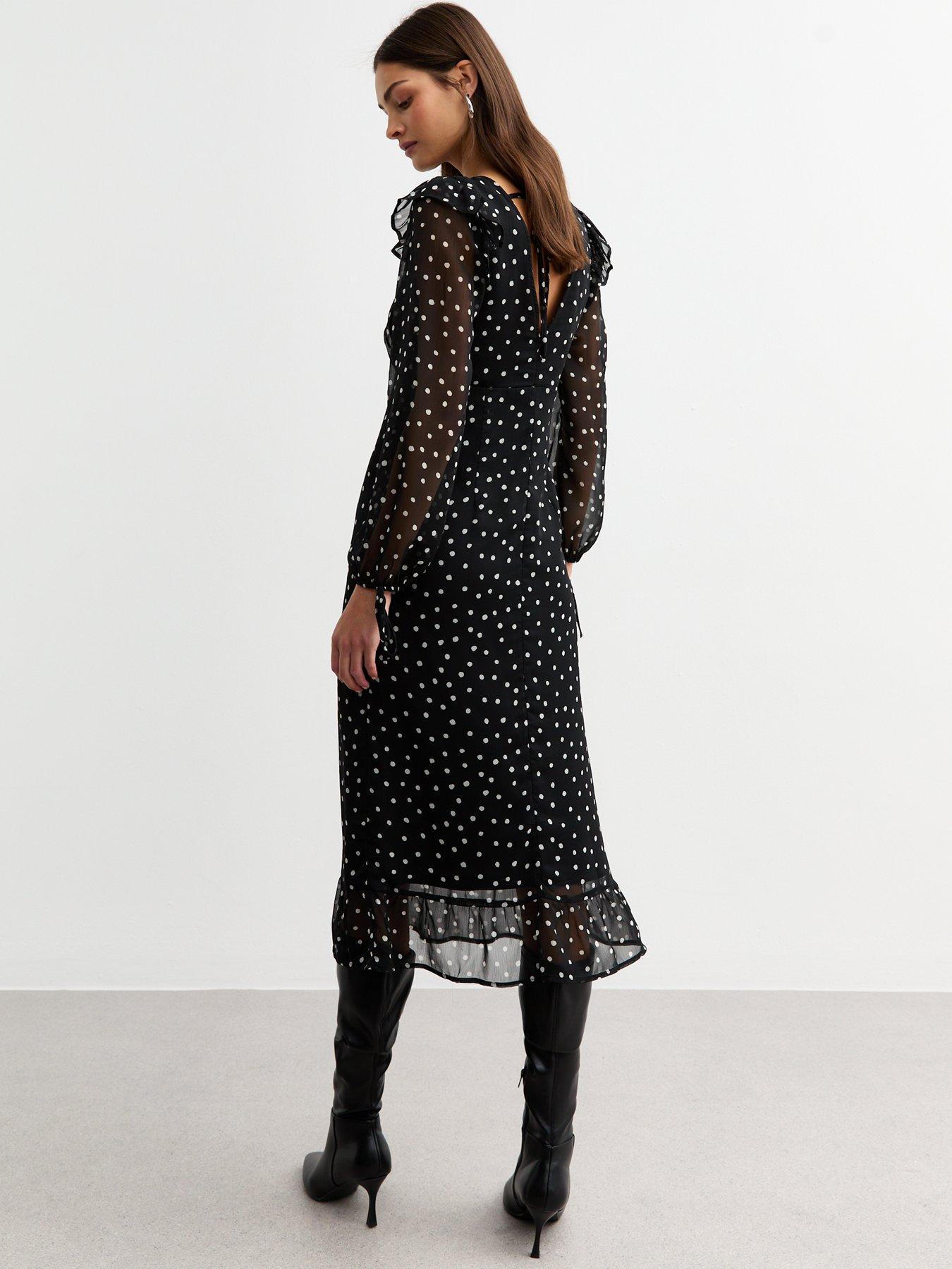 new-look-spotted-ruffle-trim-chiffon-midi-dress-blackstillFront