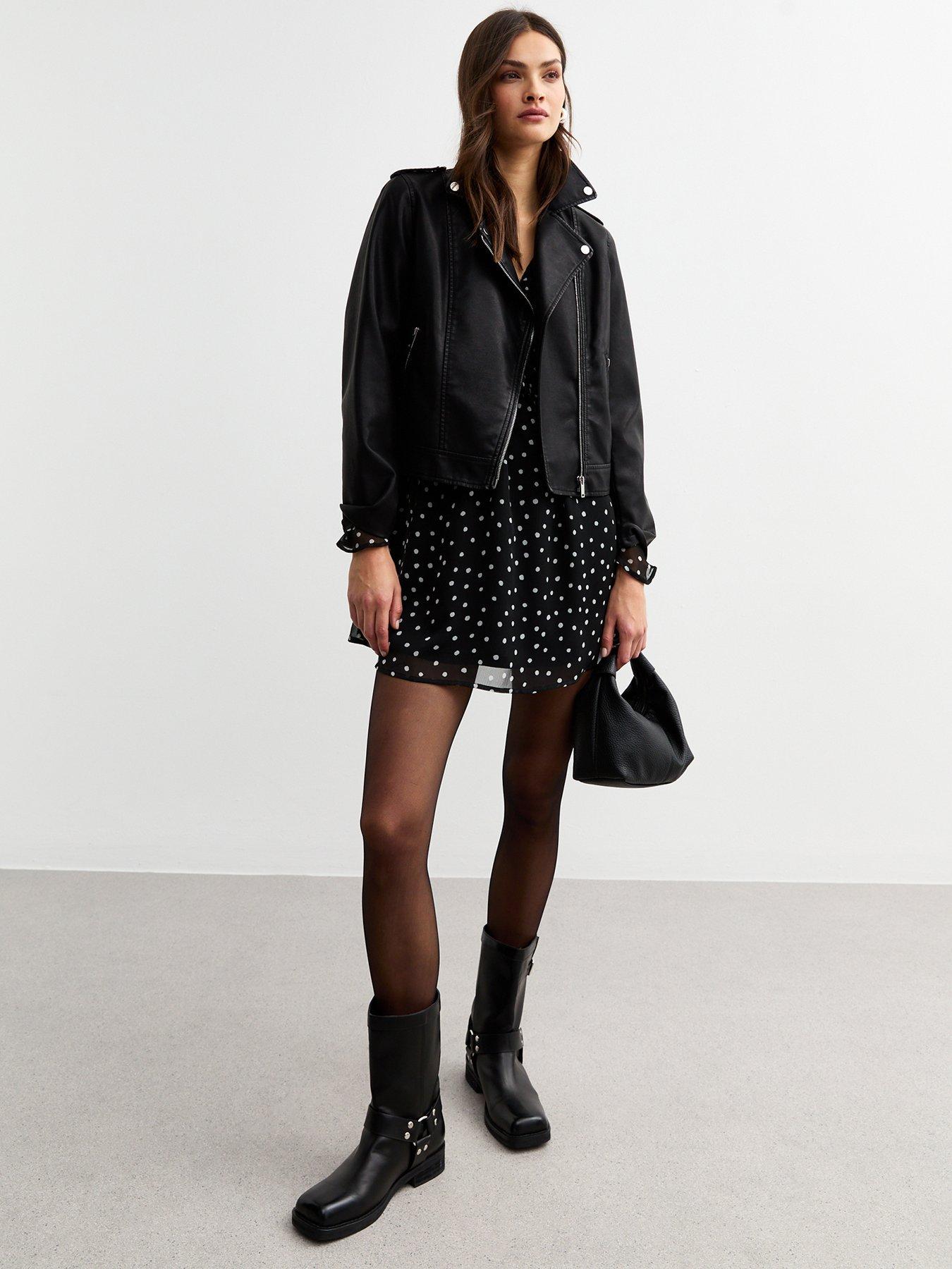 new-look-black-spotted-tie-front-chiffon-mini-dress-printback