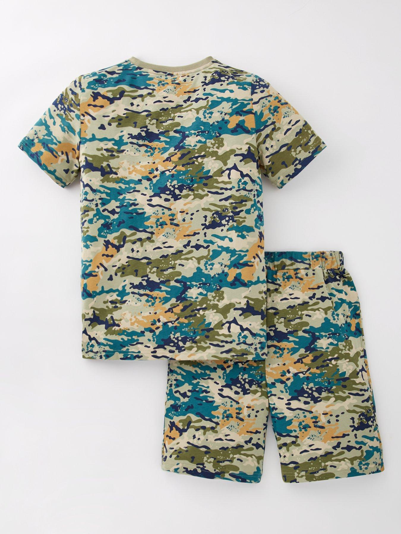 Image 2 of 4 of V by Very Boys Camo Shortie Pyjama Set