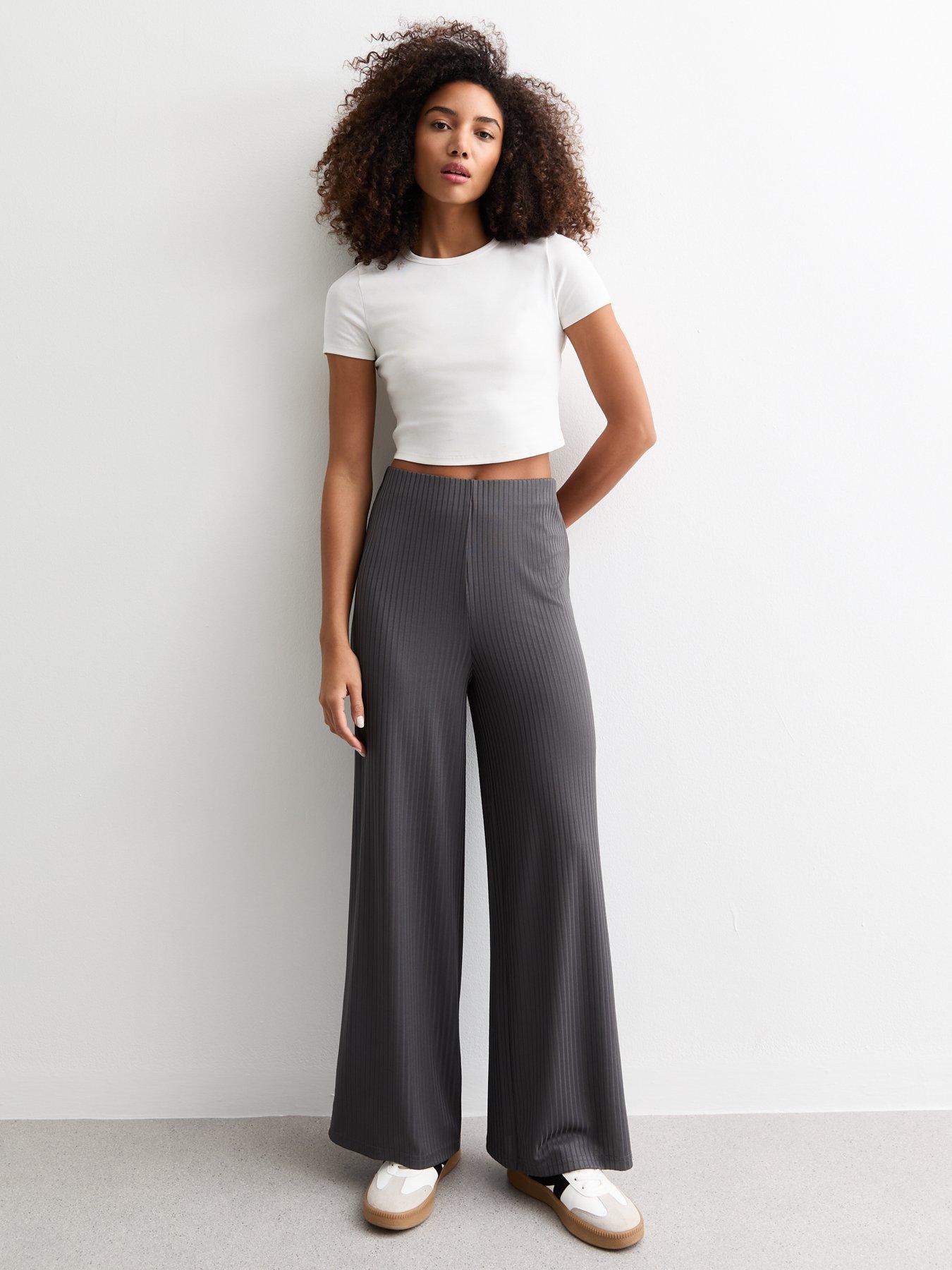 new-look-grey-ribbed-wide-leg-trousers