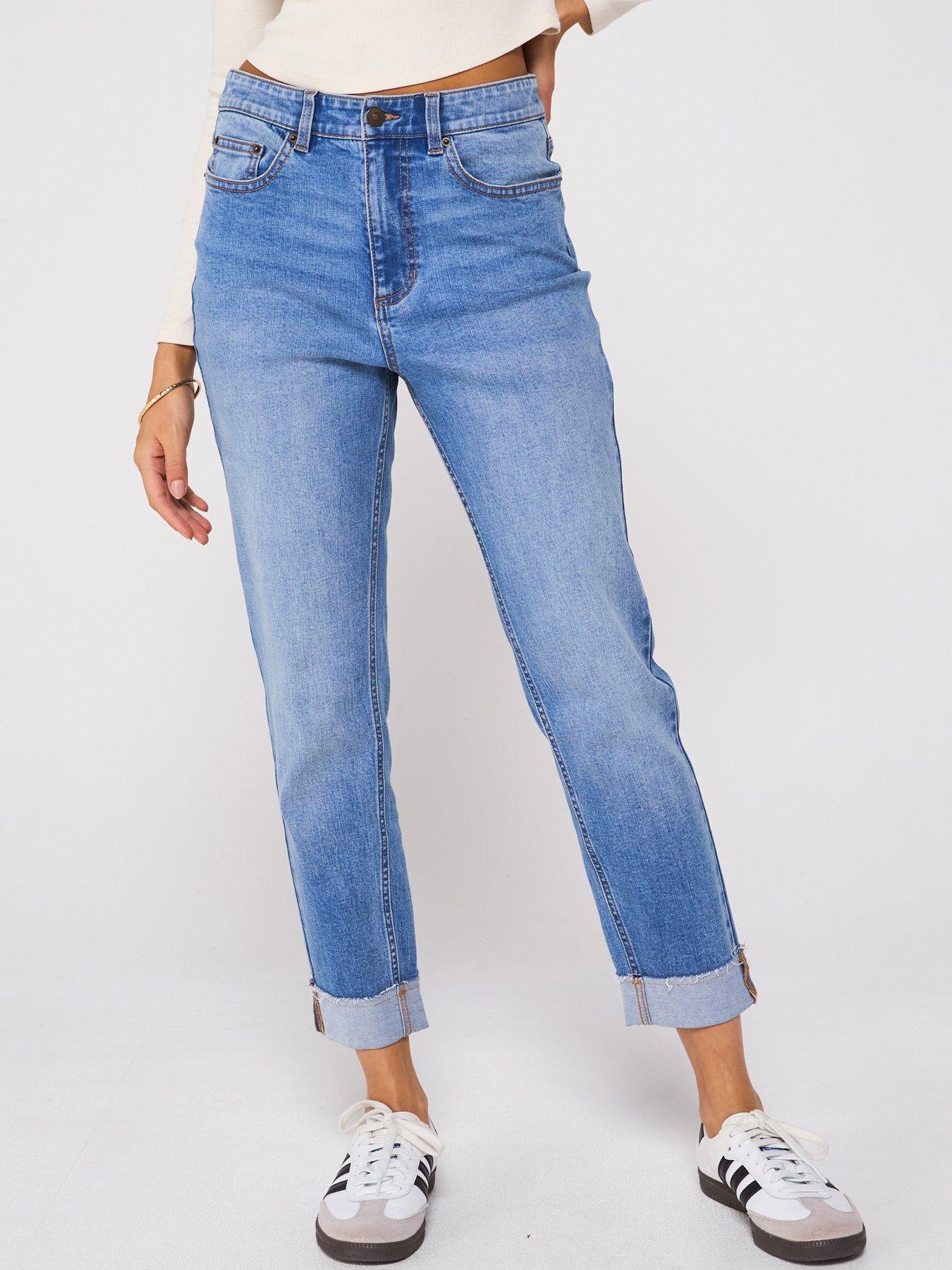 Image 1 of 6 of V by Very Girlfriend Straight Jeans - Mid Wash
