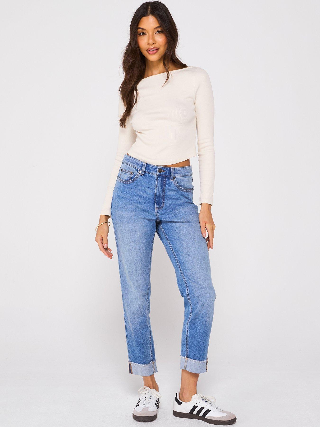 Image 5 of 6 of V by Very Girlfriend Straight Jeans - Mid Wash