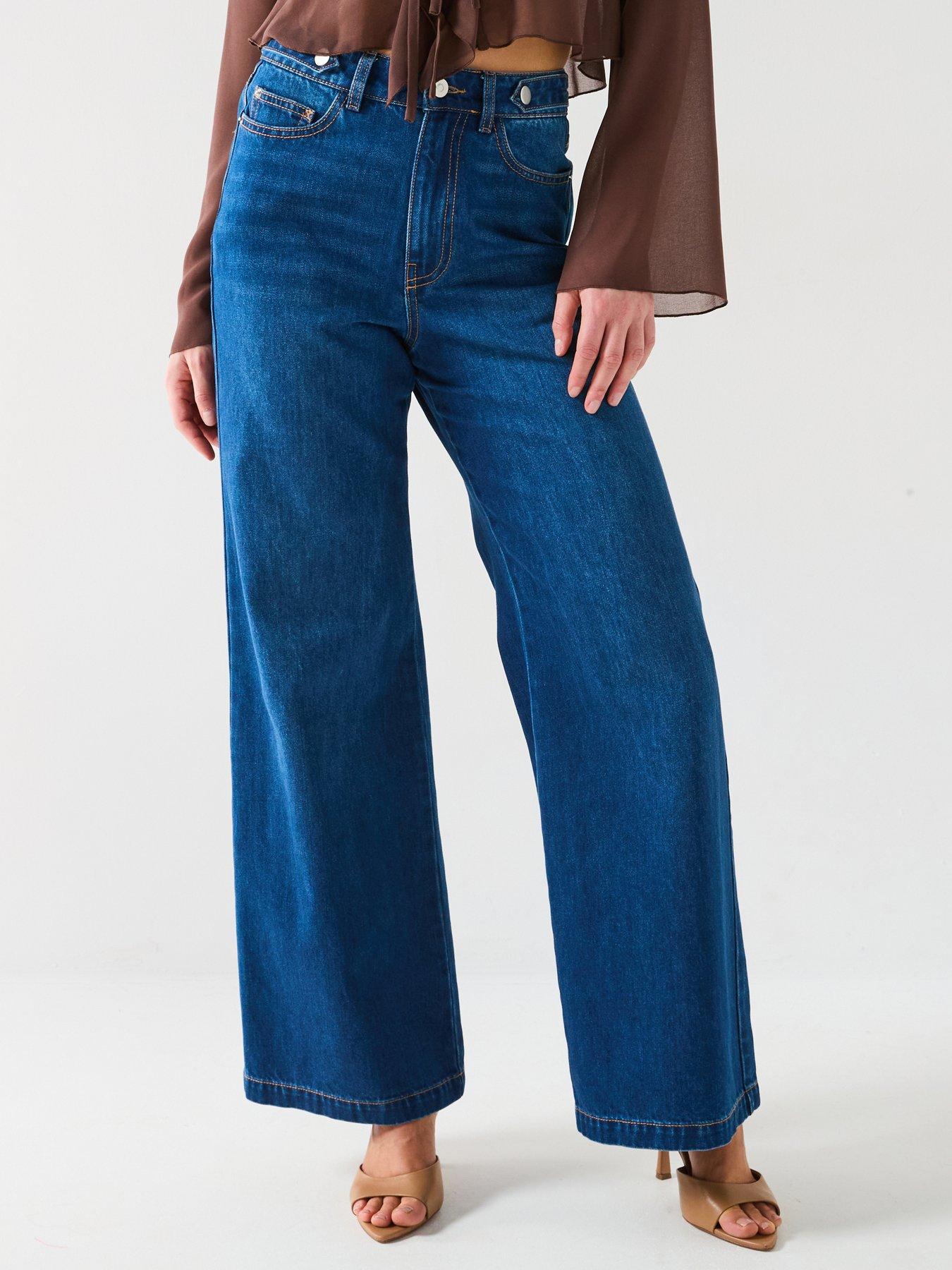 V by Very Supersoft Wide Leg Jeans - Dark Wash