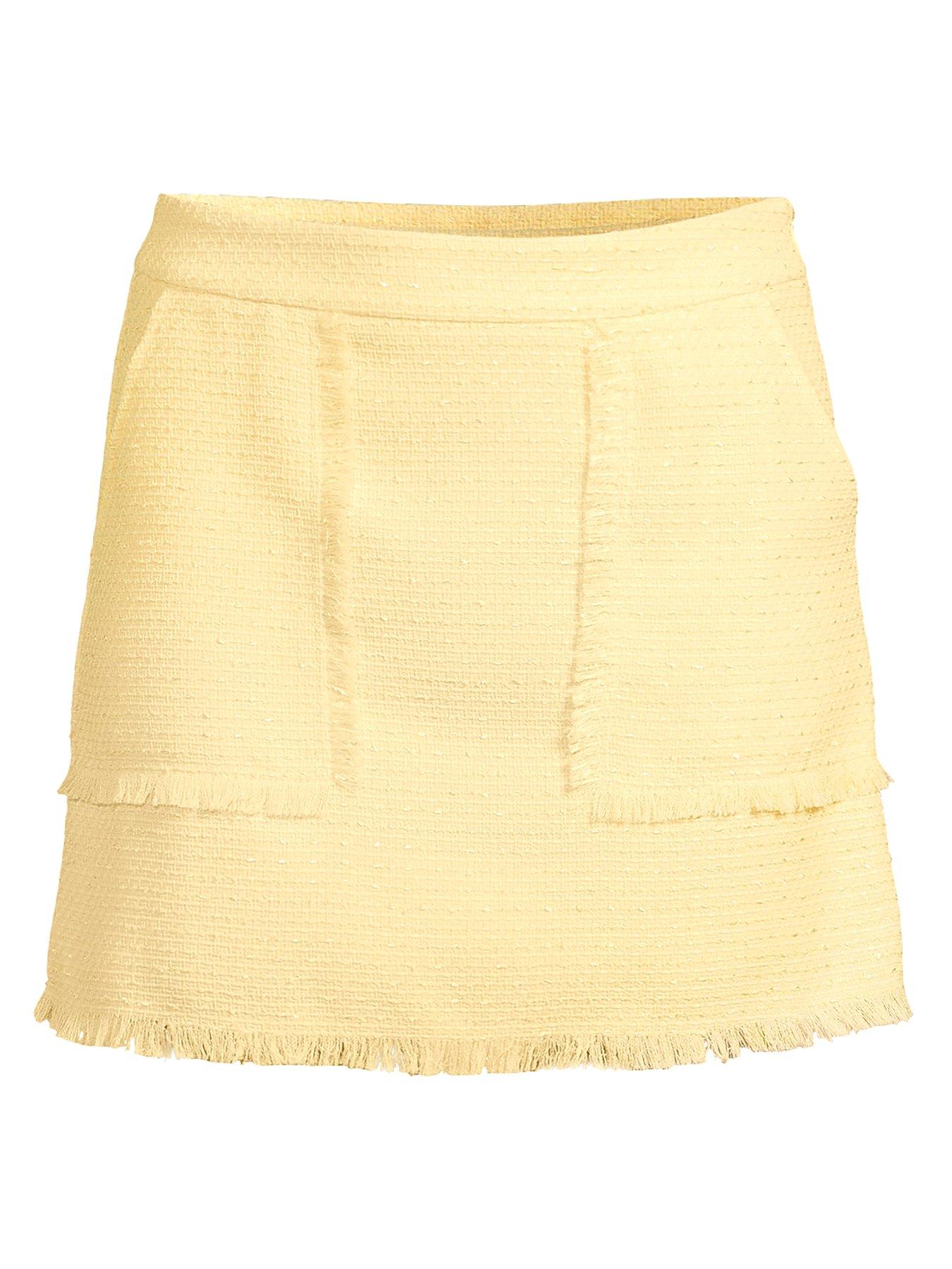 Image 3 of 3 of Michelle Keegan Co-Ord Frayed Hem Mini Skirt - Yellow