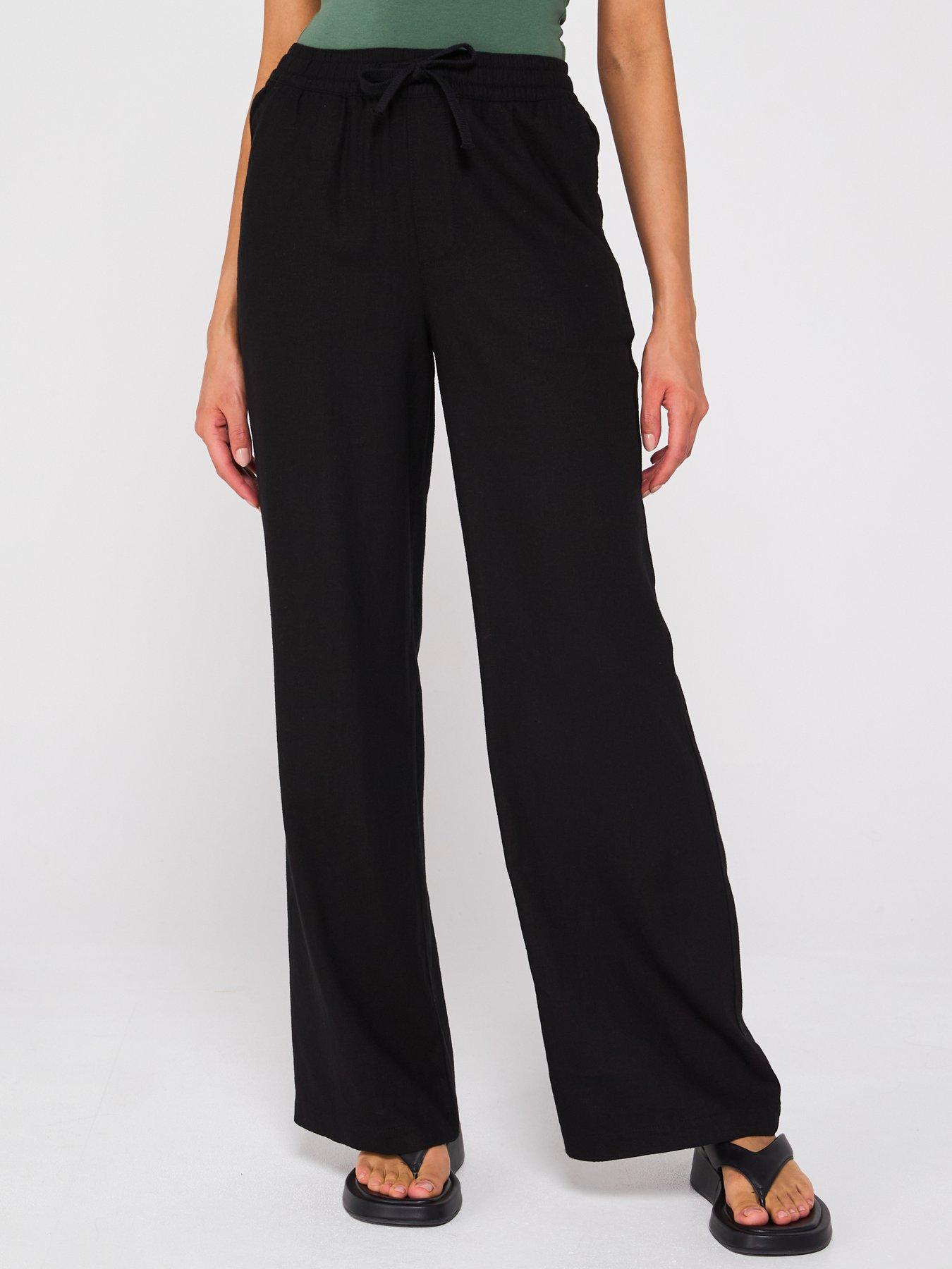 everyday-wide-leg-linen-blend-trousers-black