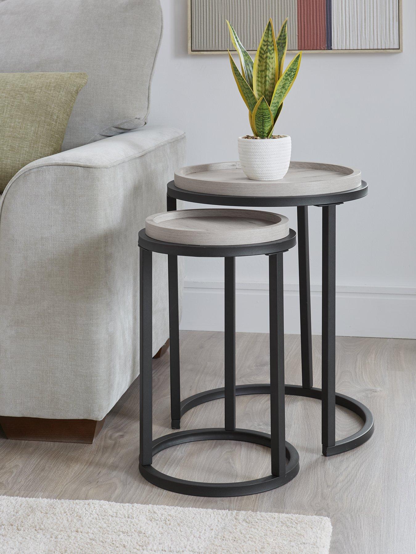 The Very Collection Harlem Round Nest of 2 Tables - Grey Oak - FSC® Certified