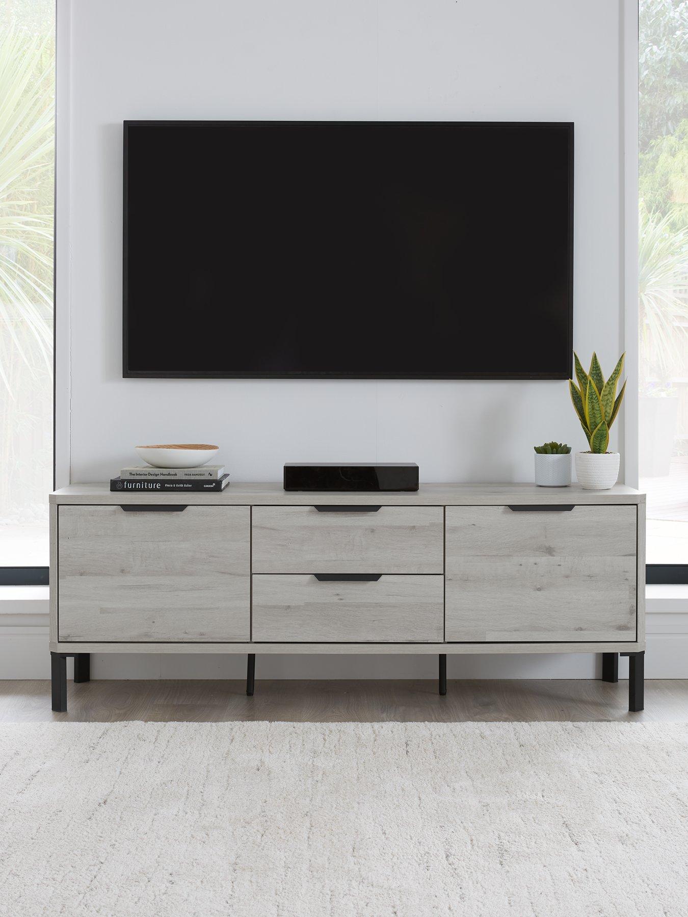 Very Home Harlem TV Unit - fits up to 58 inch TV - Grey Oak - FSC Certified