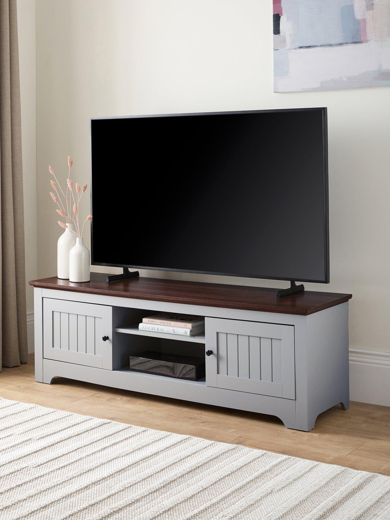 Very Home New Devon TV Unit - Grey/Walnut - fits up to 55 inch TV - FSC Certified