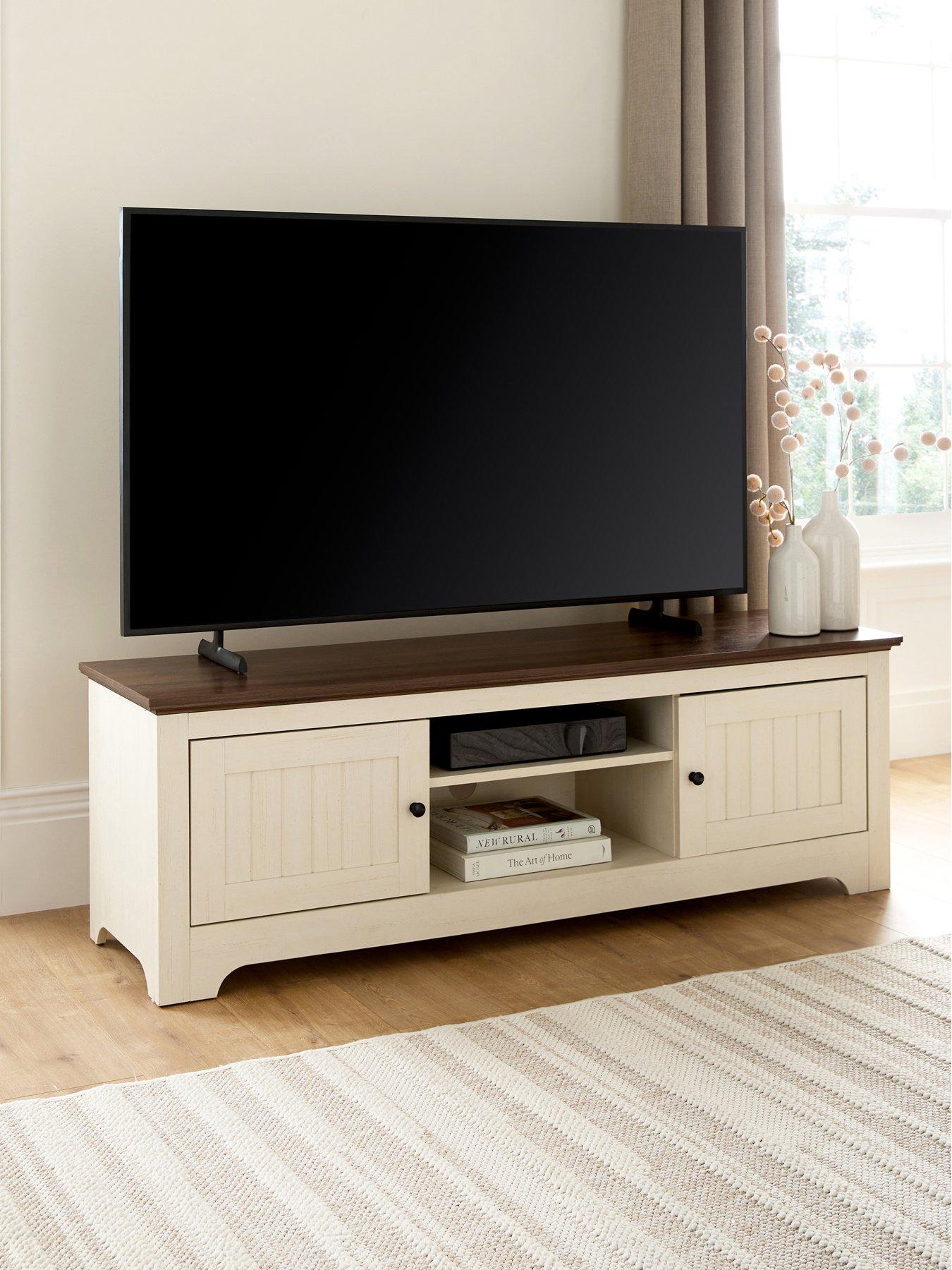 The Very Collection New Devon TV Unit - Ivory/Walnut - fits up to 55 inch TV - FSC® Certified