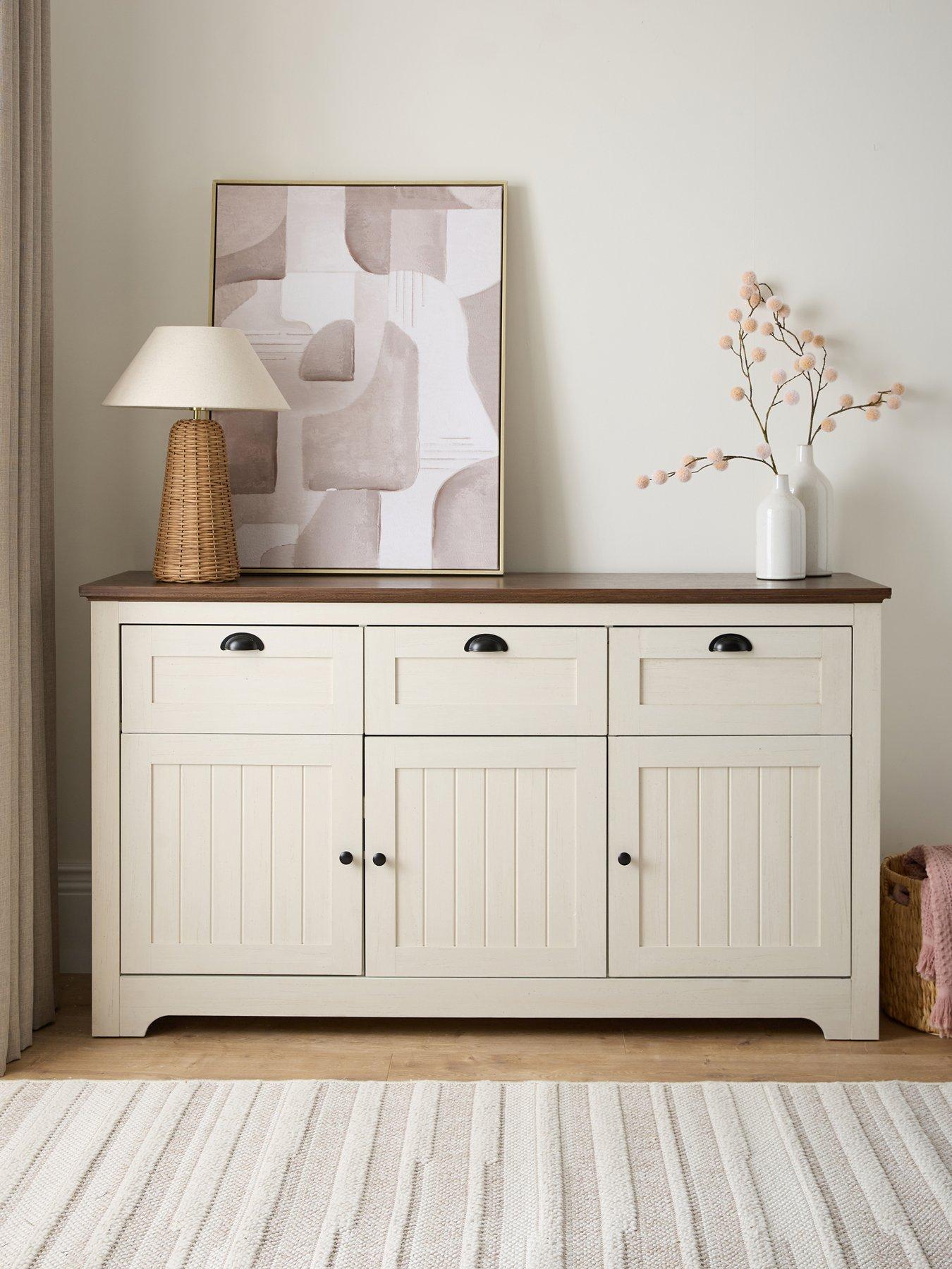 very-home-new-devon-3-door-3-drawer-large-sideboard-ivorywalnut-fsc-certifiedfront