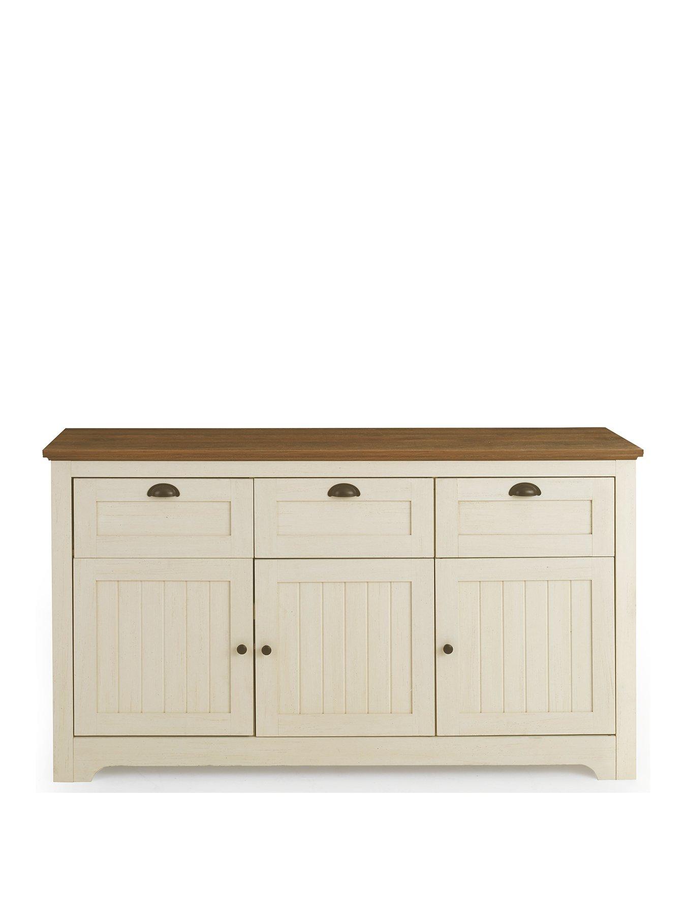 Image 2 of 7 of The Very Collection New Devon 3 Door, 3 Drawer Large Sideboard - Ivory/Walnut - FSC Certified