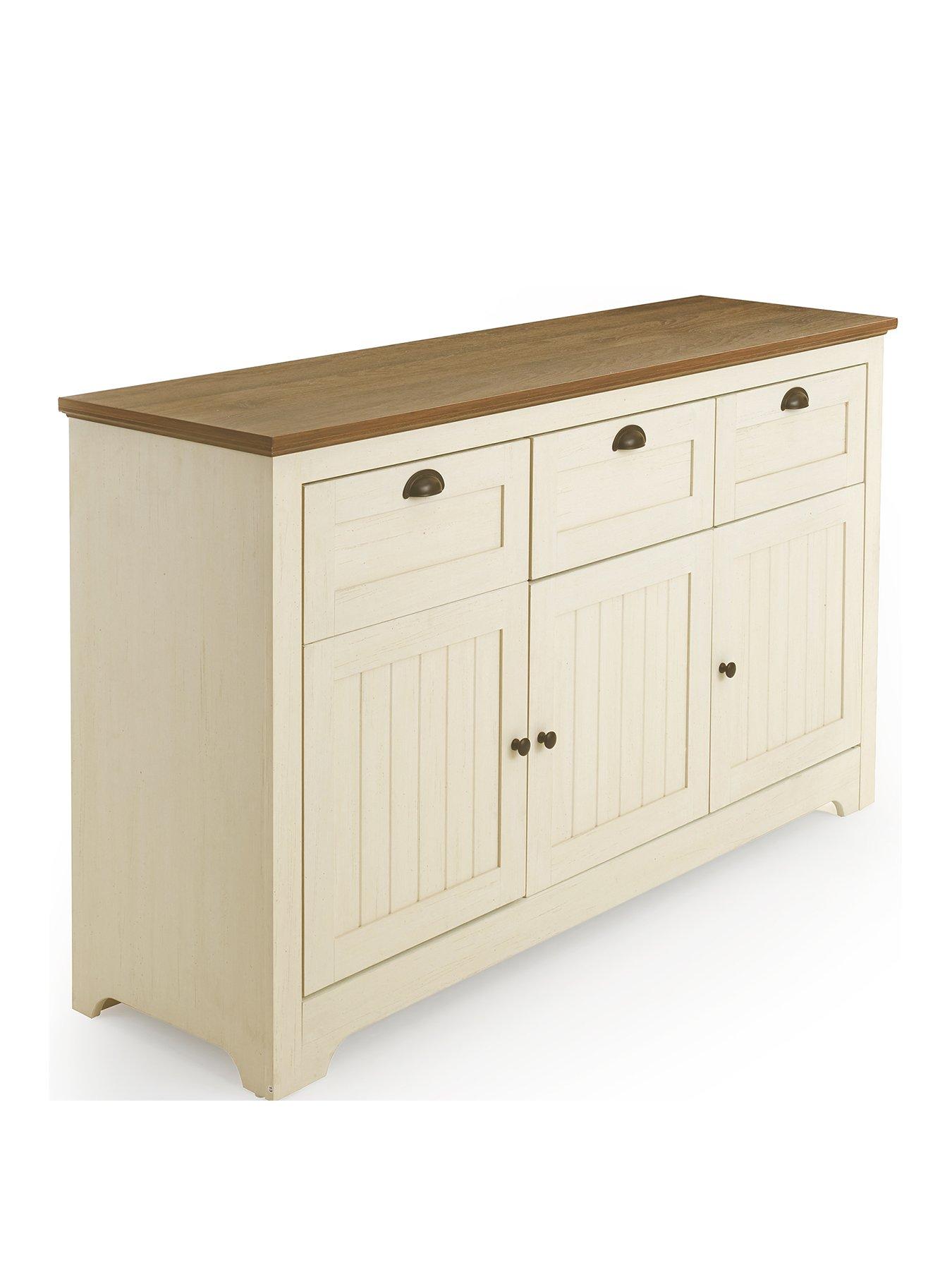 Image 3 of 7 of The Very Collection New Devon 3 Door, 3 Drawer Large Sideboard - Ivory/Walnut - FSC Certified