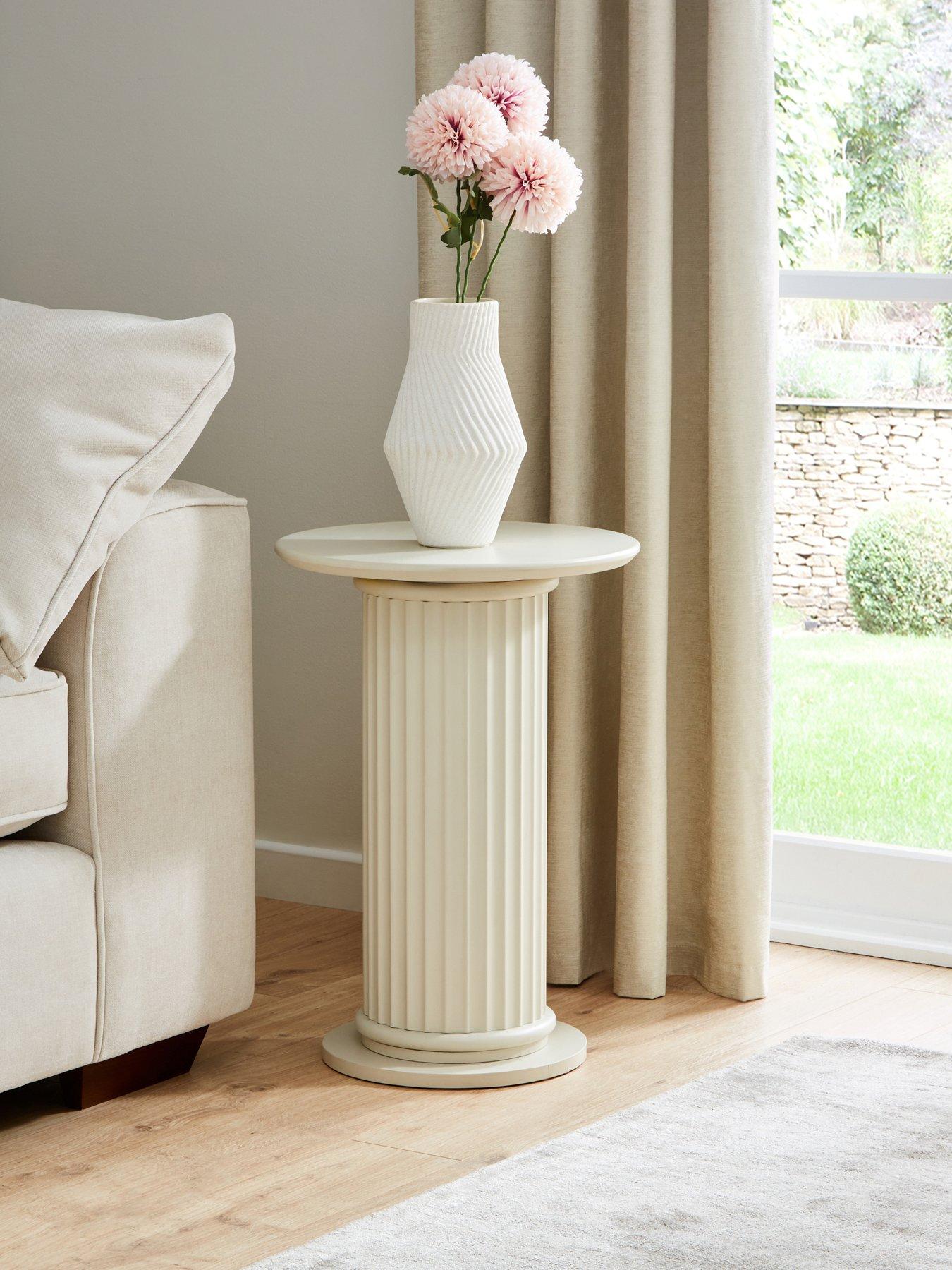 Image 1 of 4 of The Very Collection Cora Pedestal Side Table - Ivory
