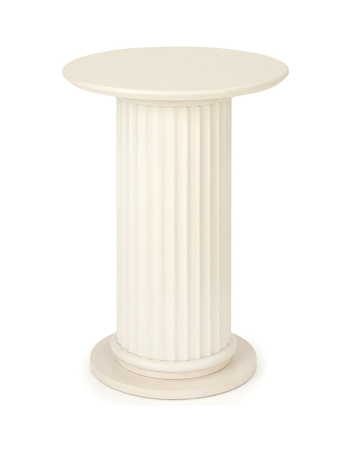 Image 2 of 4 of The Very Collection Cora Pedestal Side Table - Ivory
