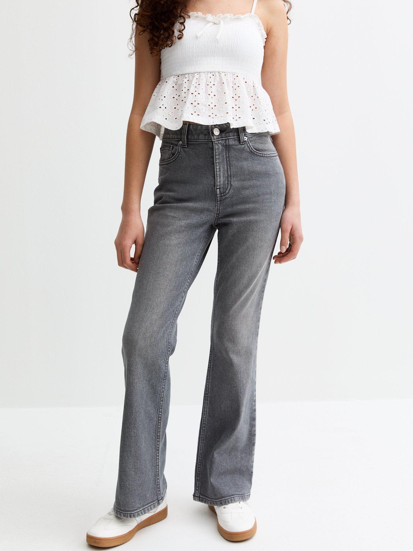 undefined Girls Phoebe Flare Leg Jeans - Dark Grey