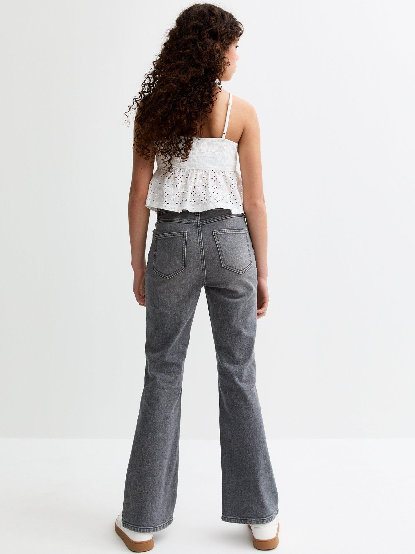 Image 2 of 5 of New Look 915 Girls Phoebe Flare Leg Jeans - Dark Grey