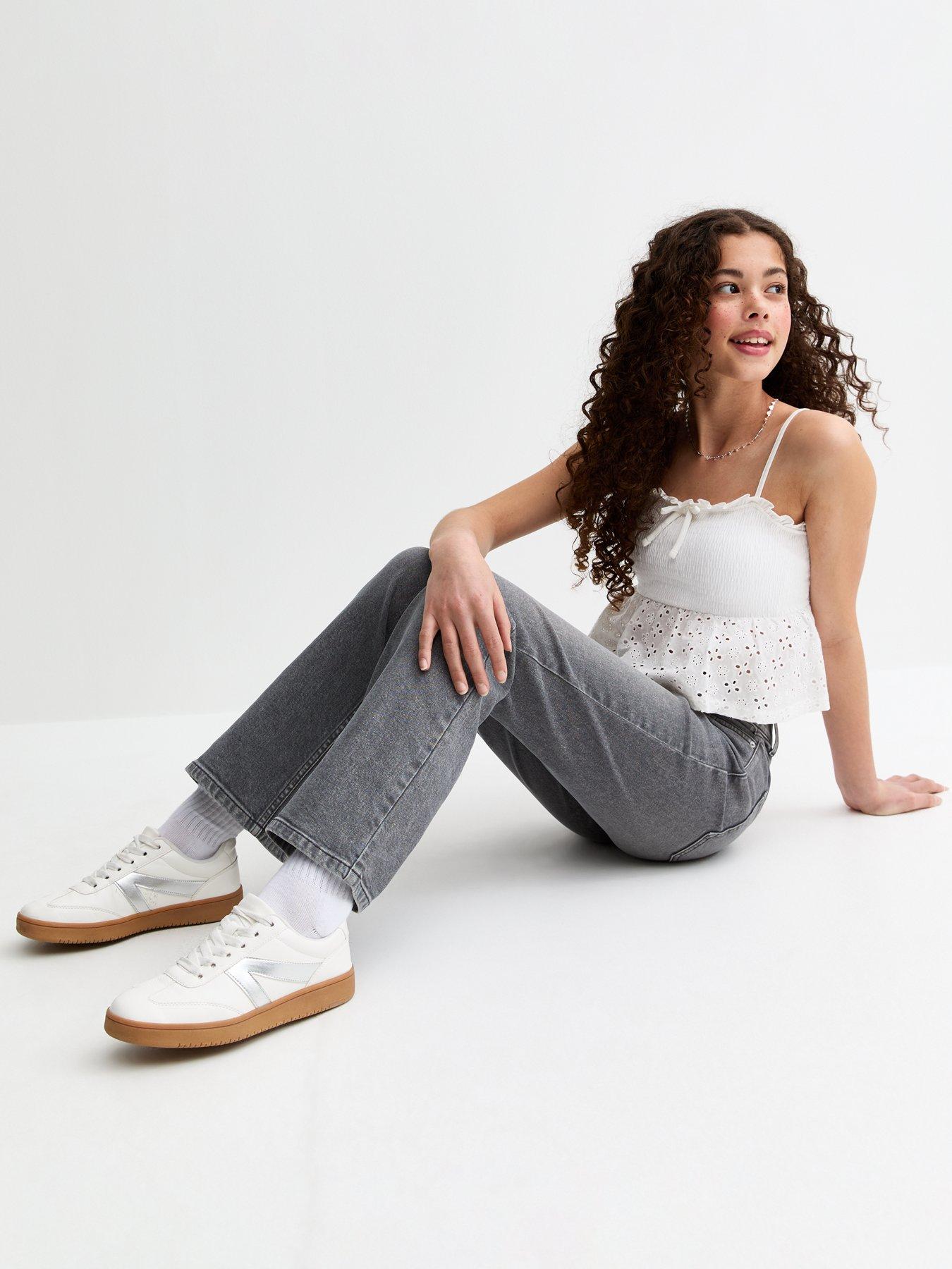Image 4 of 5 of New Look 915 Girls Phoebe Flare Leg Jeans - Dark Grey