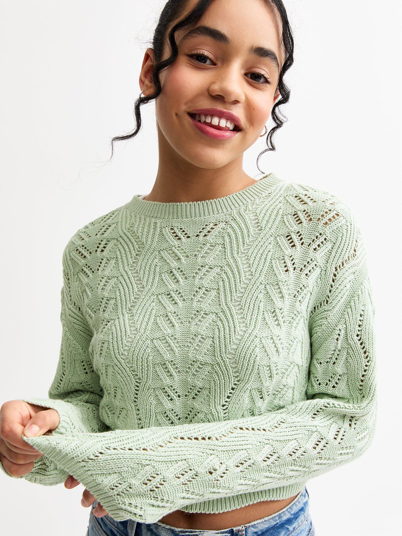 Image of New Look 915 Girls Mint Green Crochet Jumper - Light Green