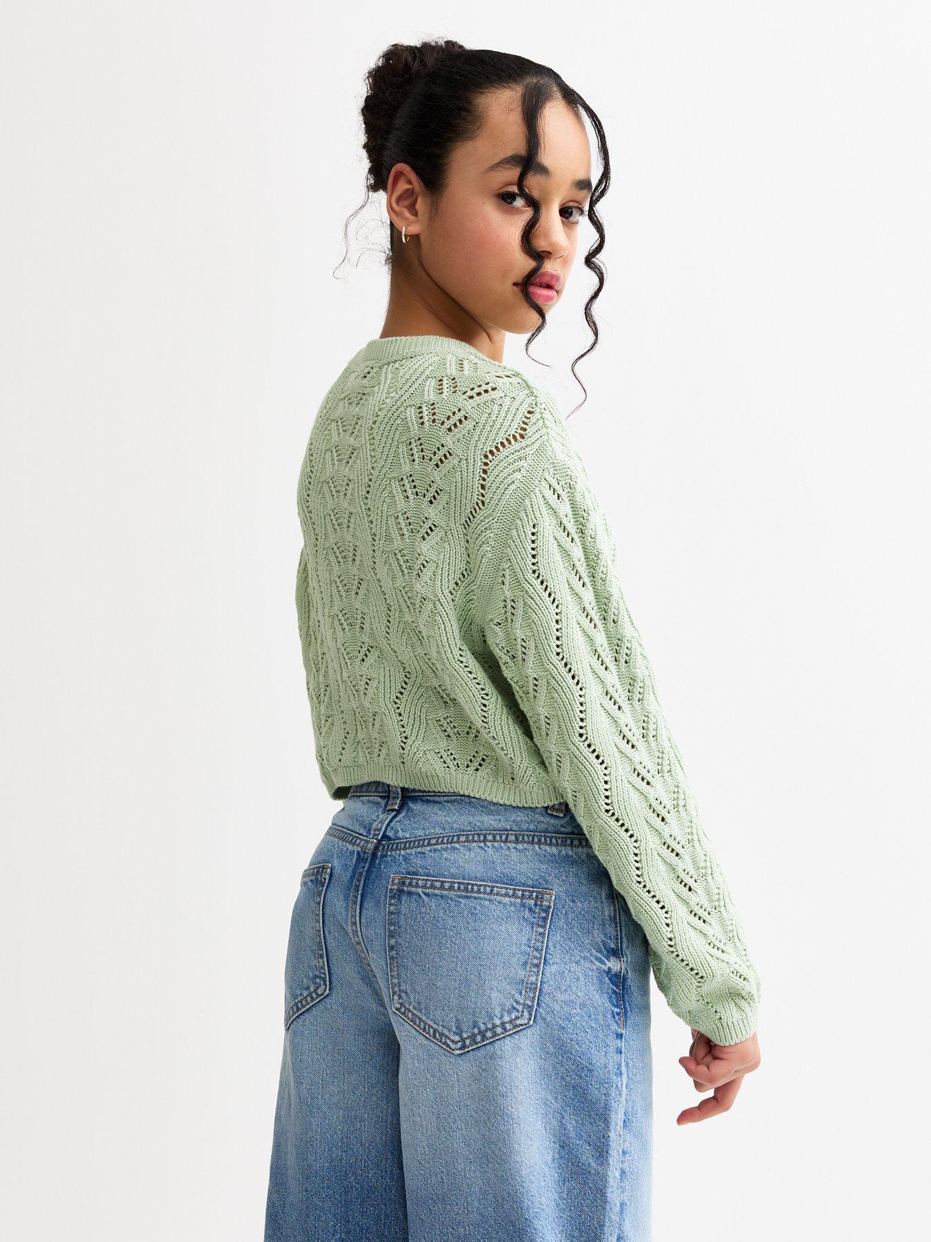 Image 2 of 4 of New Look 915 Girls Mint Green Crochet Jumper - Light Green
