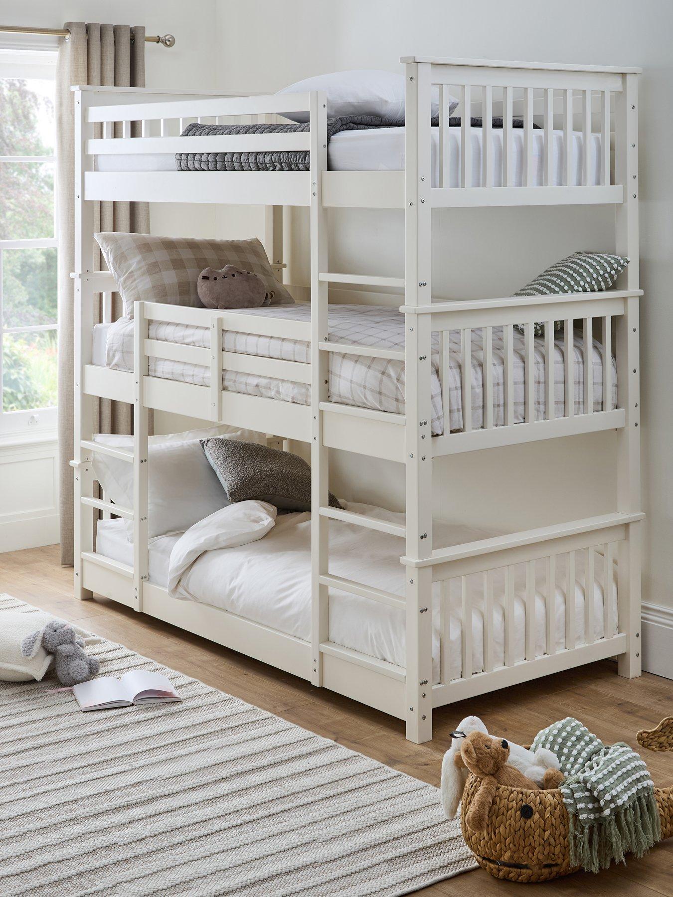 Image 1 of 4 of Very Home Novara White&nbsp;Triple Bunk Bed with Mattress Options (Buy &amp; SAVE!)&nbsp;- White&nbsp;- FSC&reg; Certified