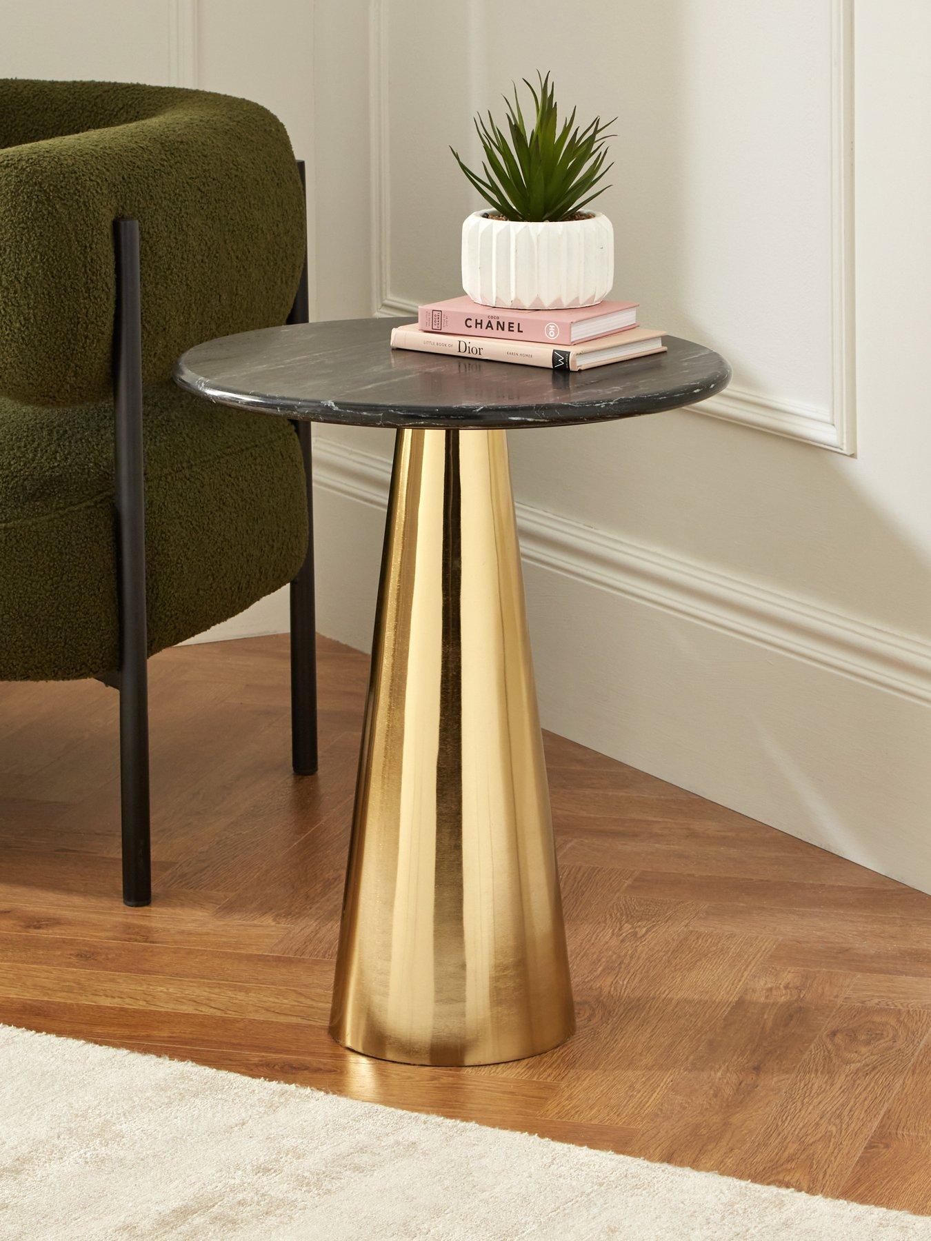 very-home-cone-side-table-brushed-goldblacknbspmarble